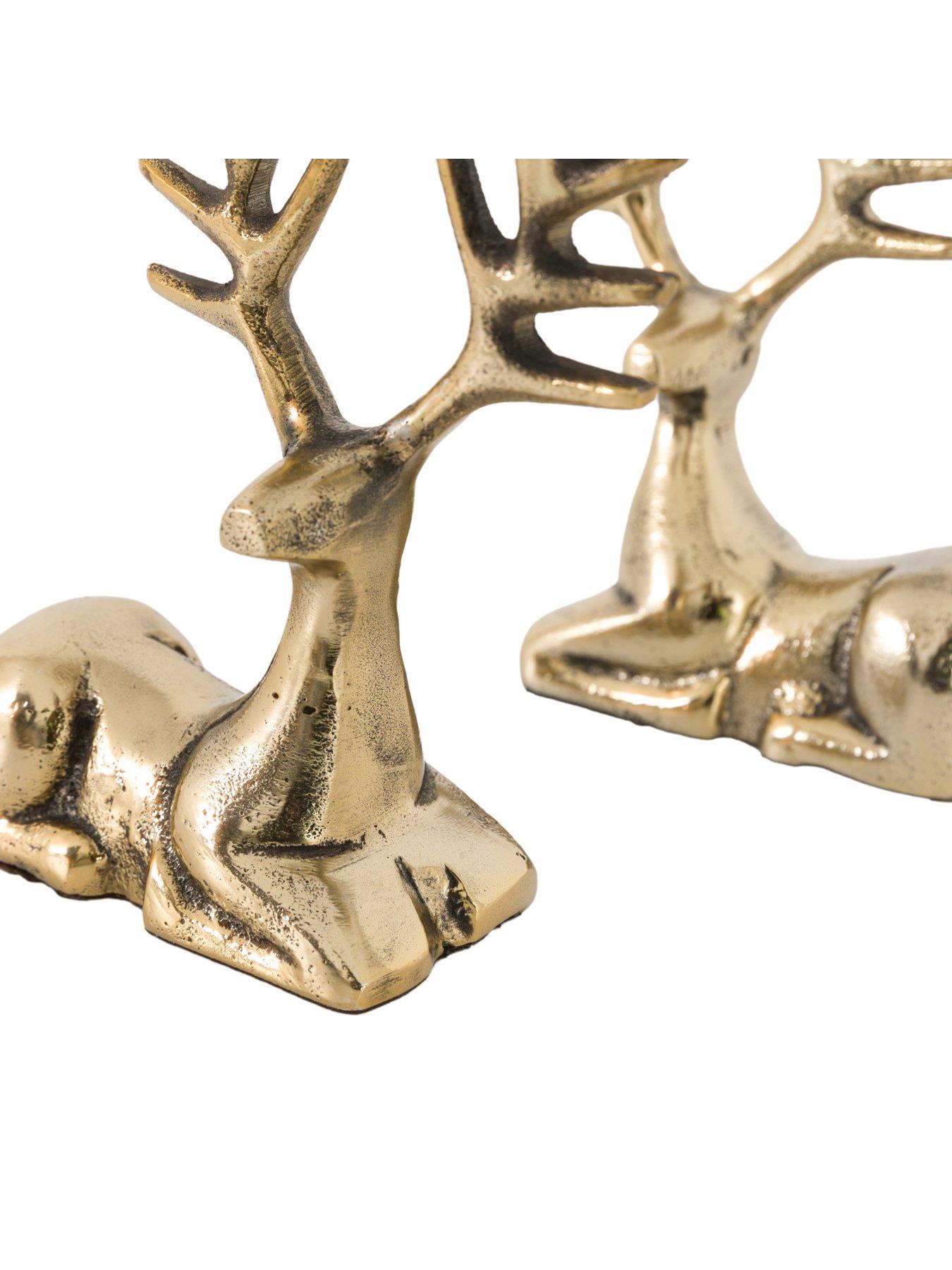 Image 6 of 6 of Gallery Direct Decorative Reindeer Antique Gold Set