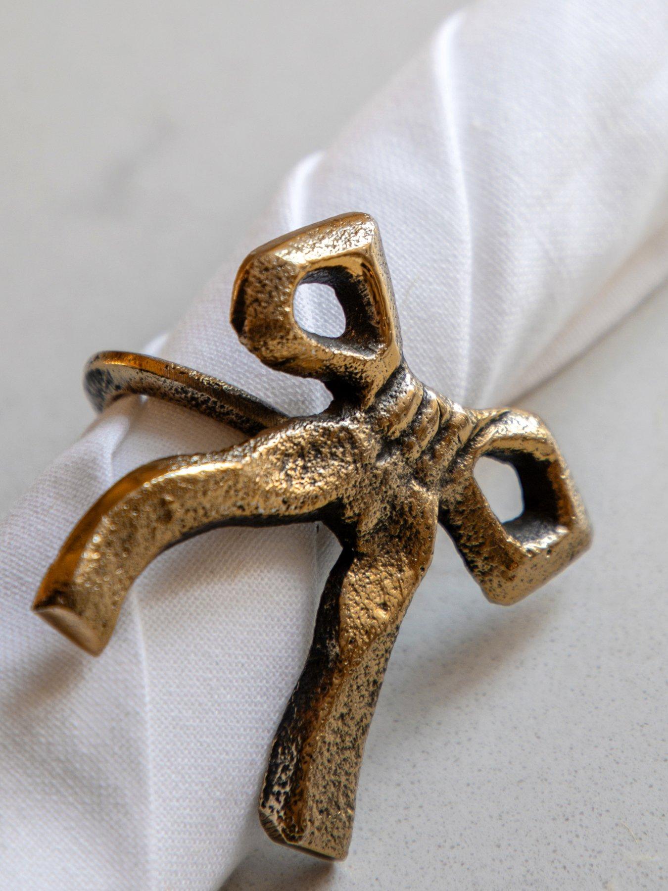 Image 1 of 7 of Gallery Direct Tie Napkin Ring-antq. Gold - Pk 4