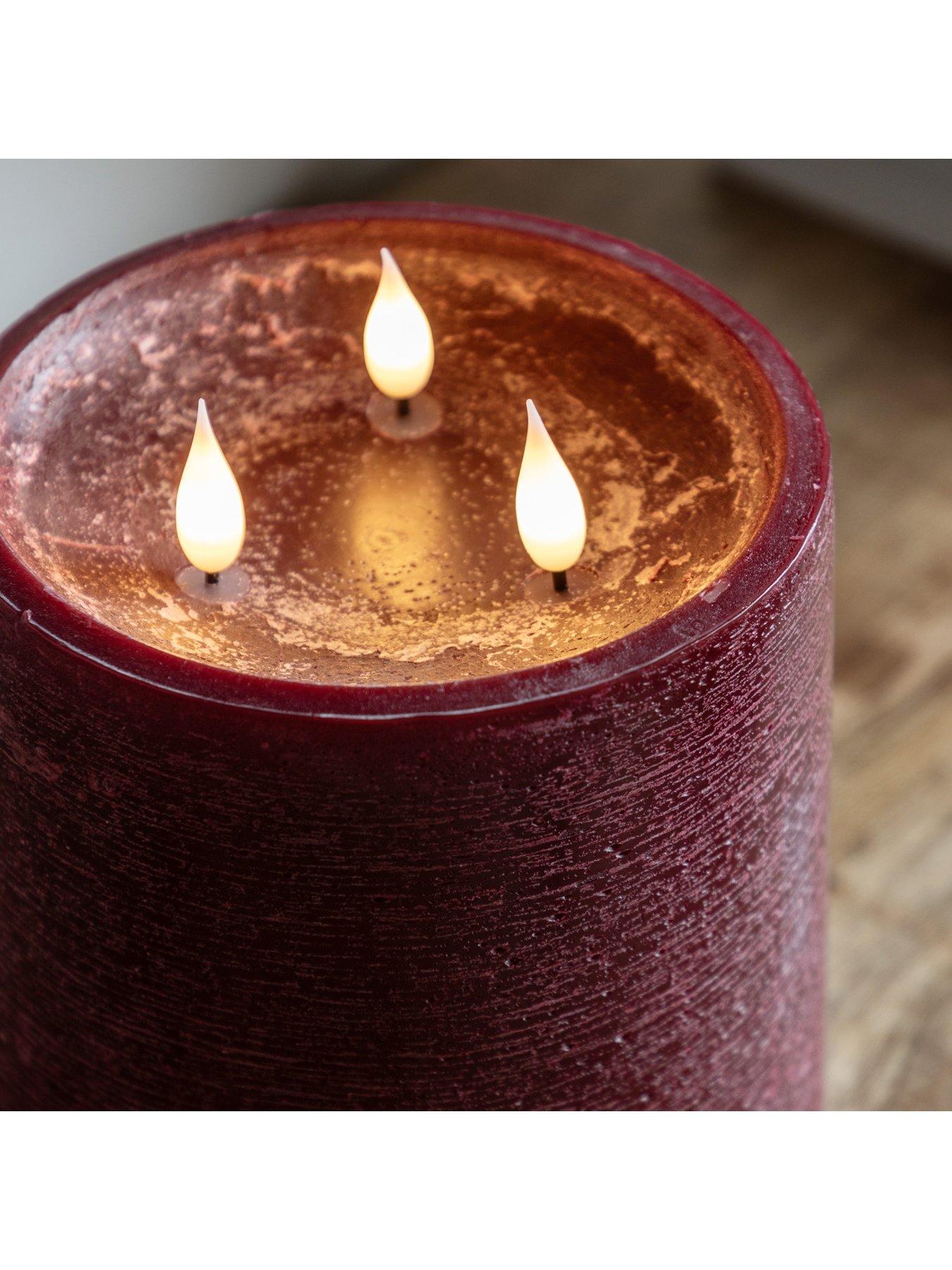Image 3 of 6 of Gallery Direct Remote Control 3 Wick Led Canle - Oxblood