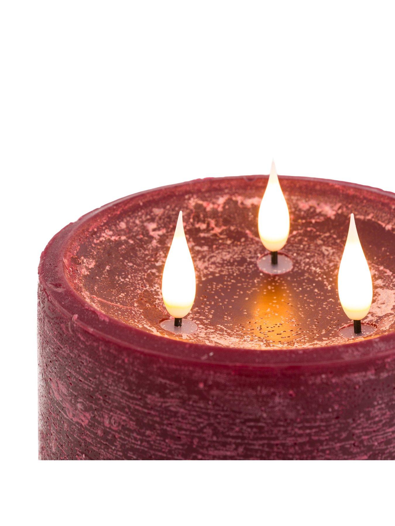Image 5 of 6 of Gallery Direct Remote Control 3 Wick Led Canle - Oxblood