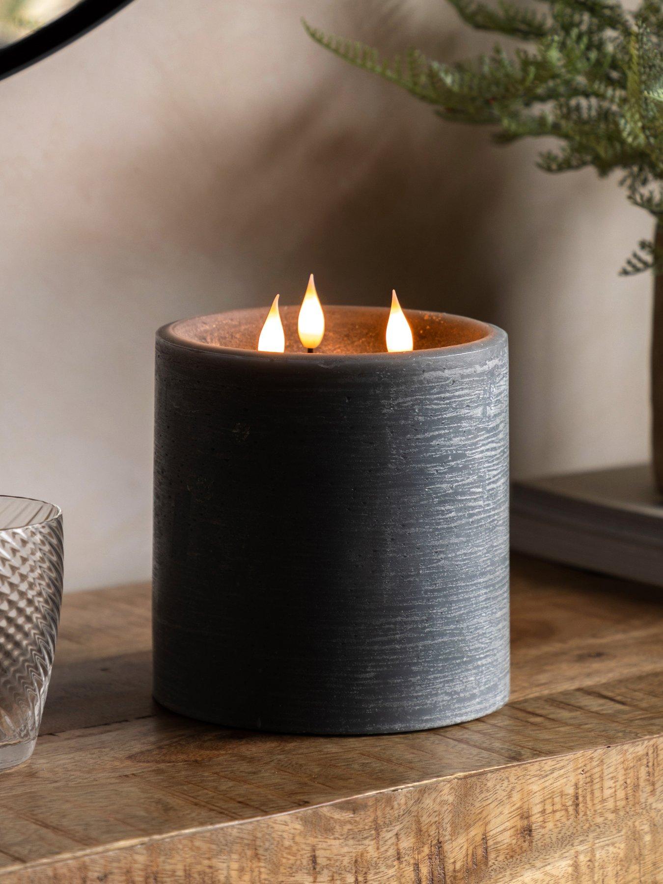 Gallery Direct Remote Control 3 Wick Led Candle - Grey