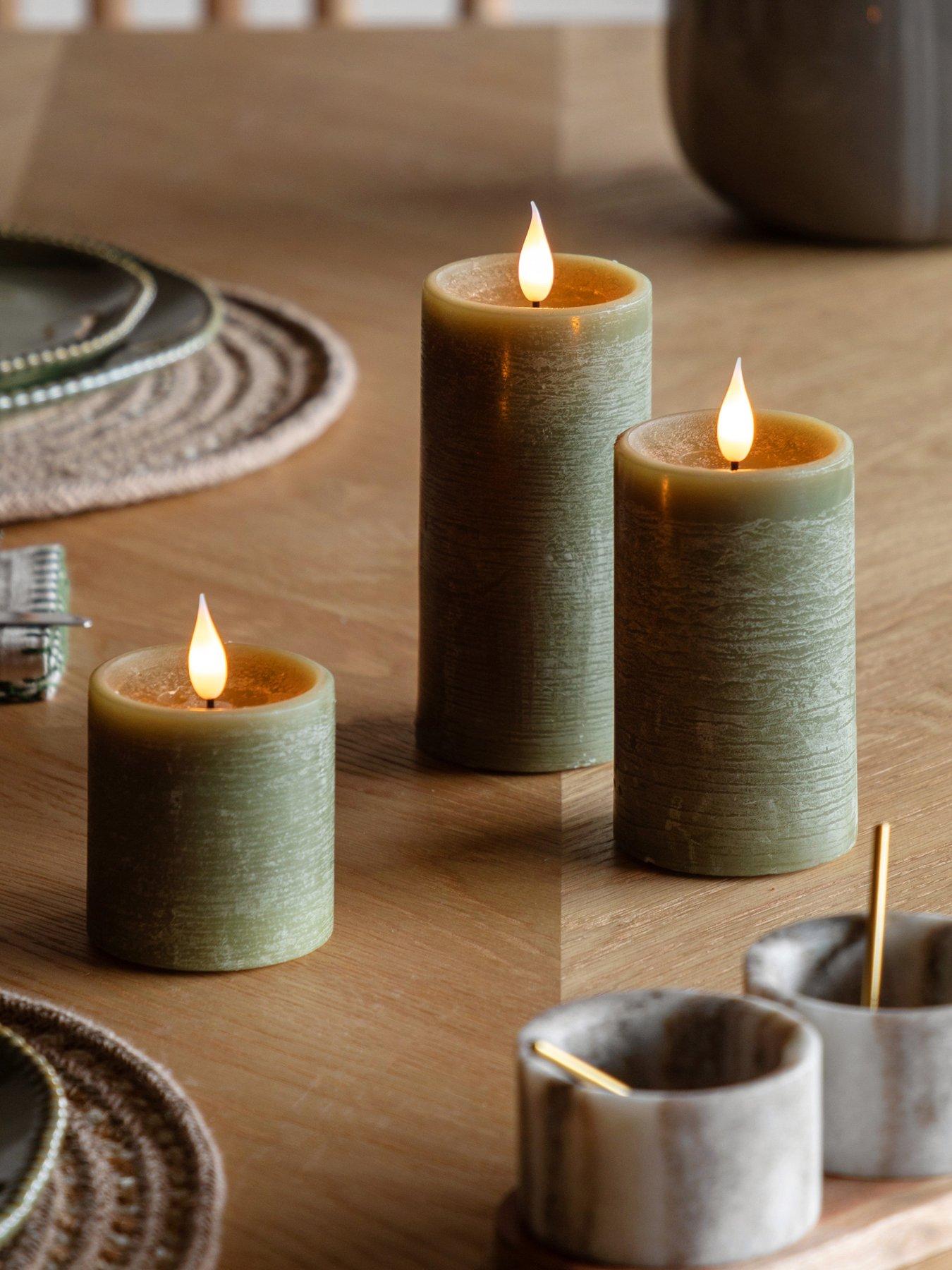 Image 1 of 6 of Gallery Direct Remote Control 3 pack Led Candle - Olive