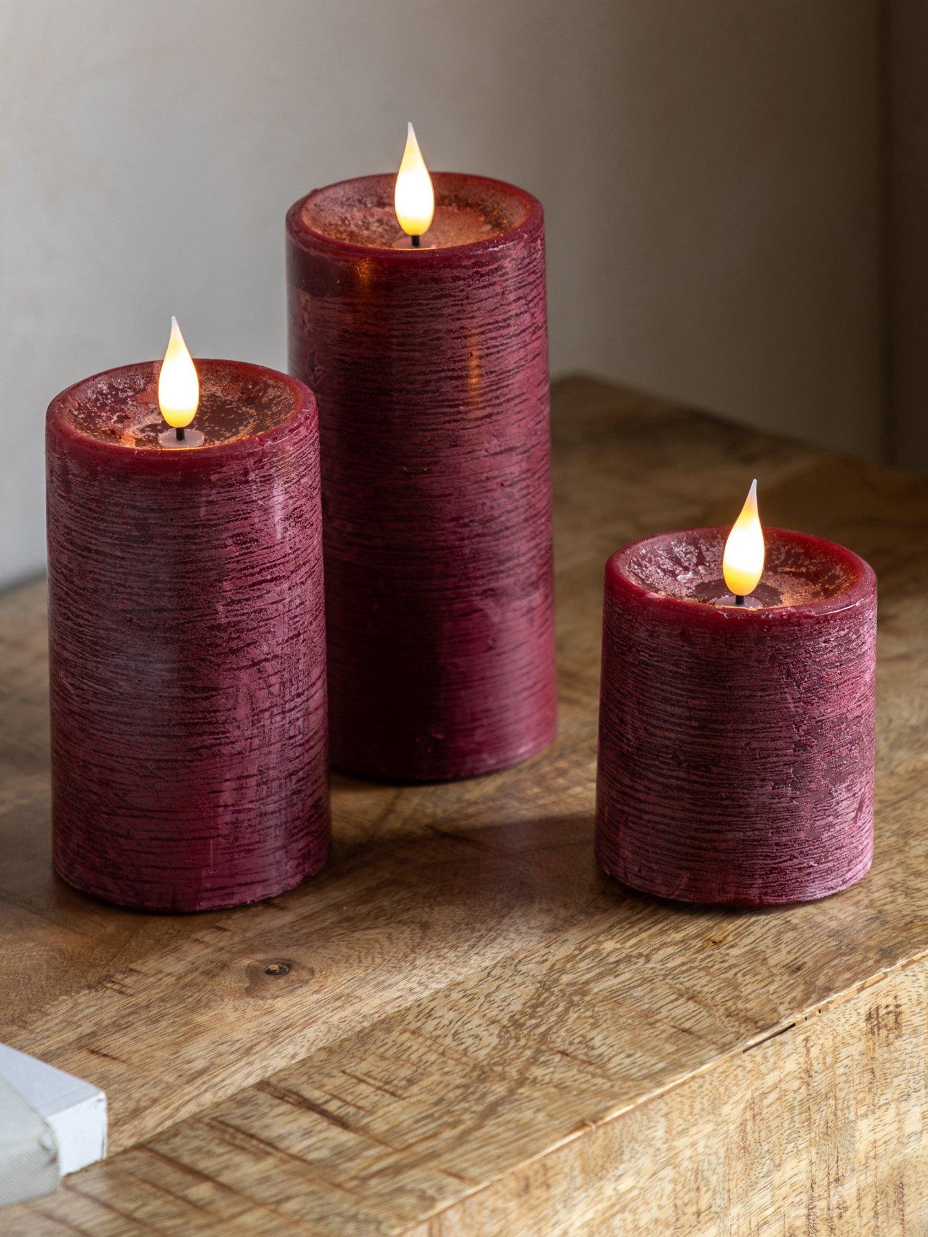 undefined Remote Control 3 pack Led Candle - Oxblood