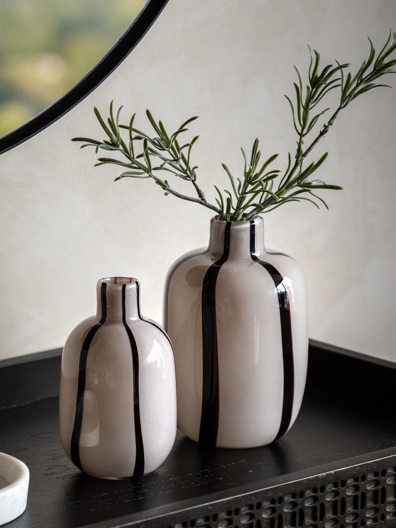 undefined Handblown Striped Glass Vase Monochome
