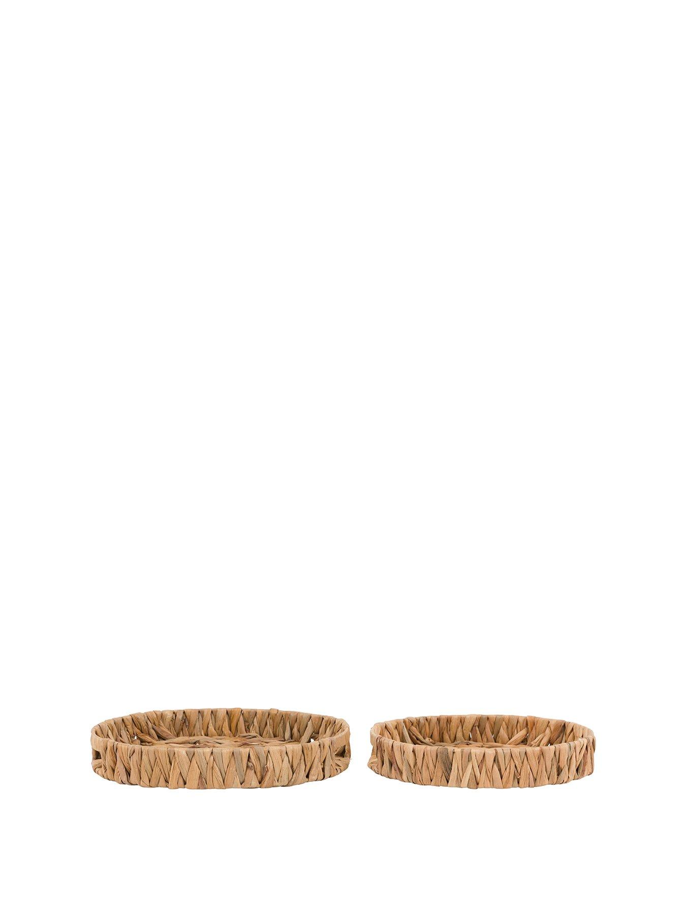Image 2 of 6 of Gallery Direct Set Of 2 Woven Round Tray with handles - Natural