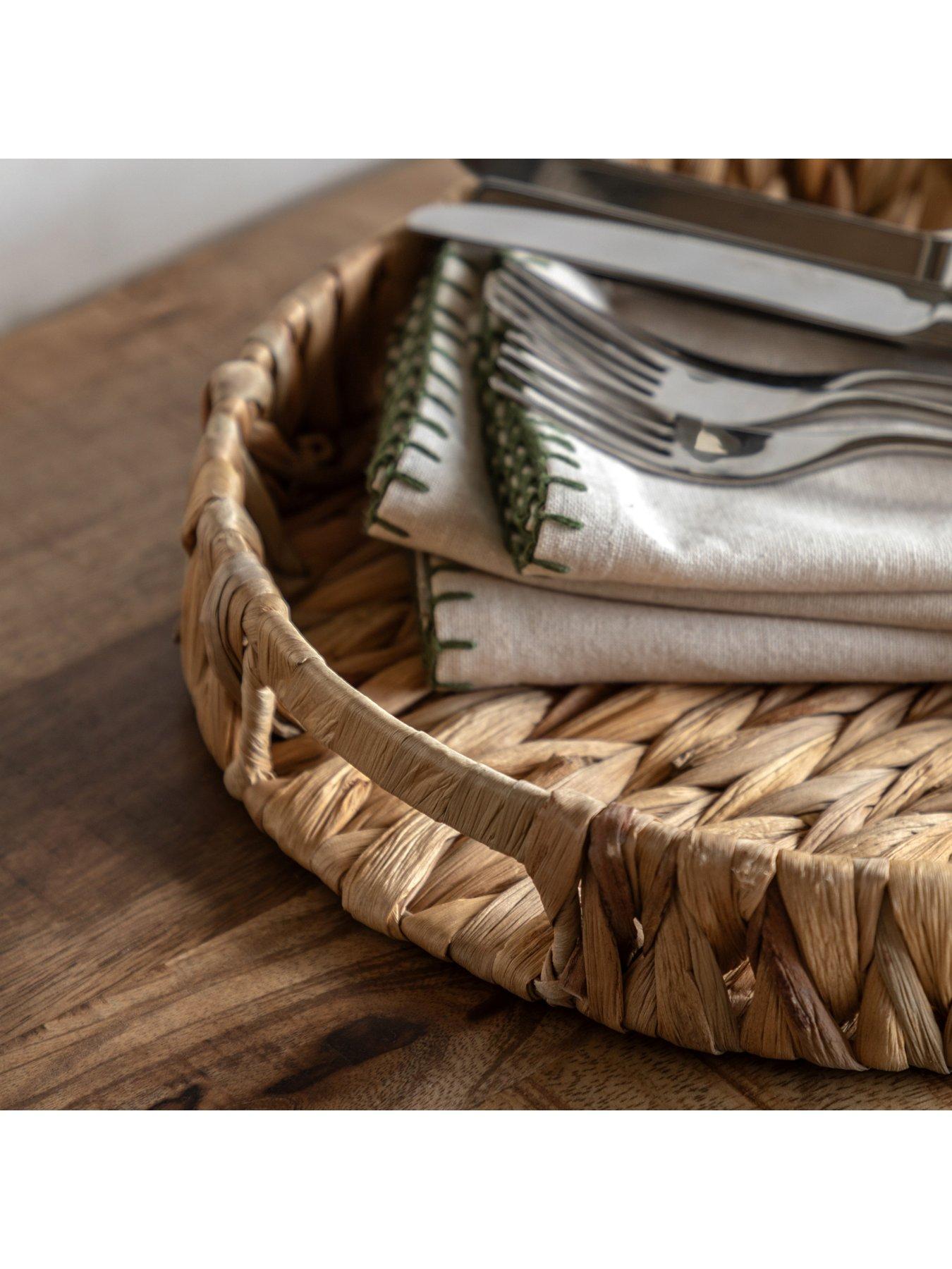 Image 3 of 6 of Gallery Direct Set Of 2 Woven Round Tray with handles - Natural