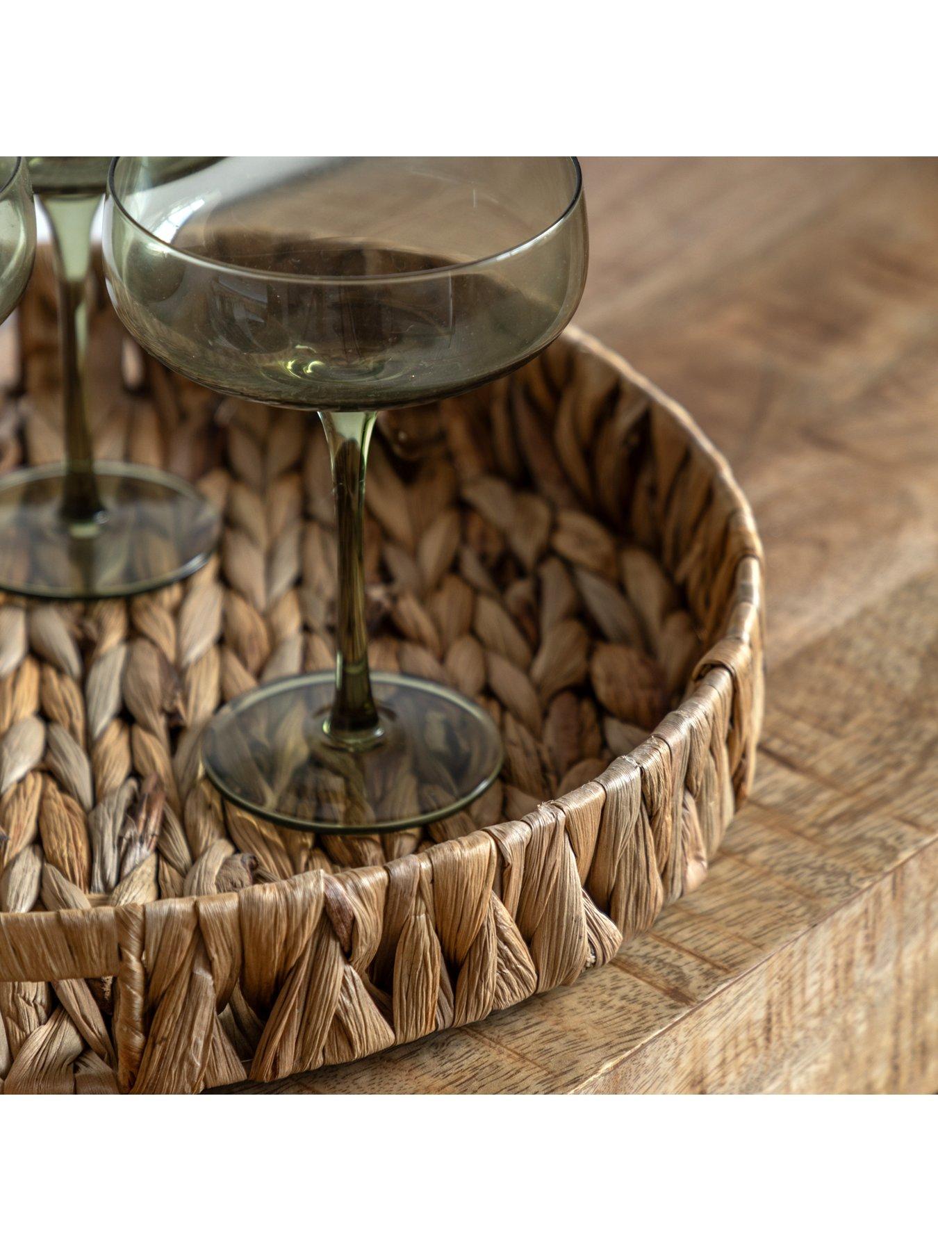 Image 4 of 6 of Gallery Direct Set Of 2 Woven Round Tray with handles - Natural
