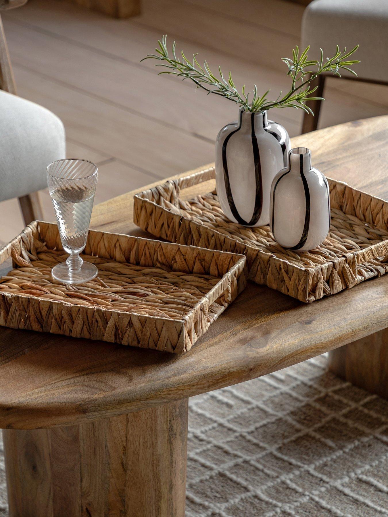 undefined Set Of 2 Woven Rectangle Trays Natural