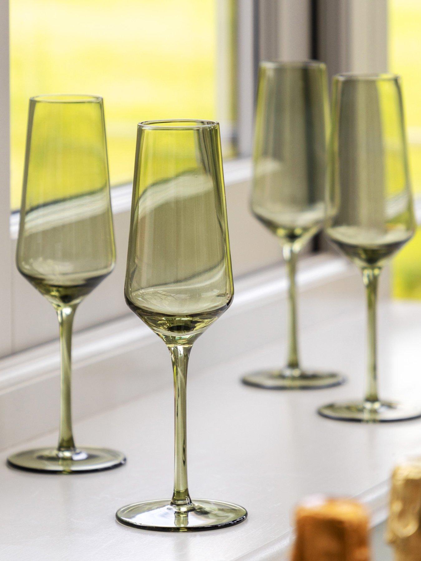 undefined Flute Glass Green Pk4