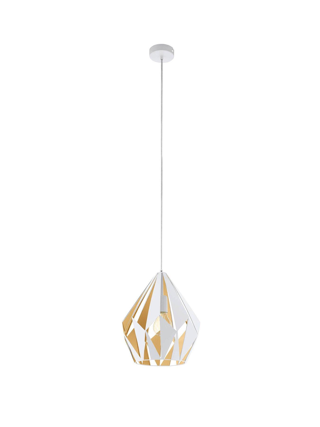 undefined Carlton 1 Steel White & Gold Geometric Modern Single Pendant
