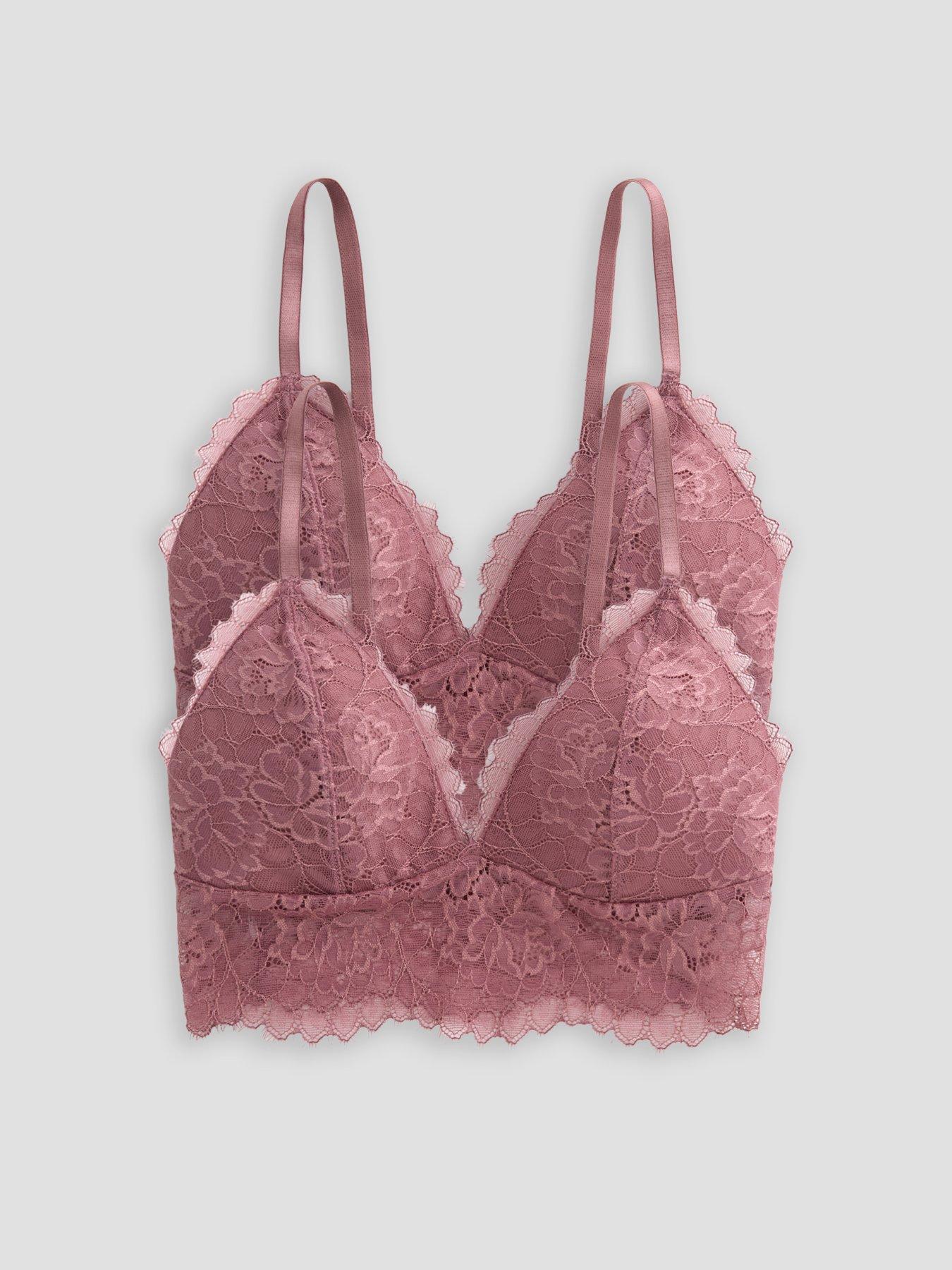 The Very Collection 2 Pack Lace Bralette - Pink