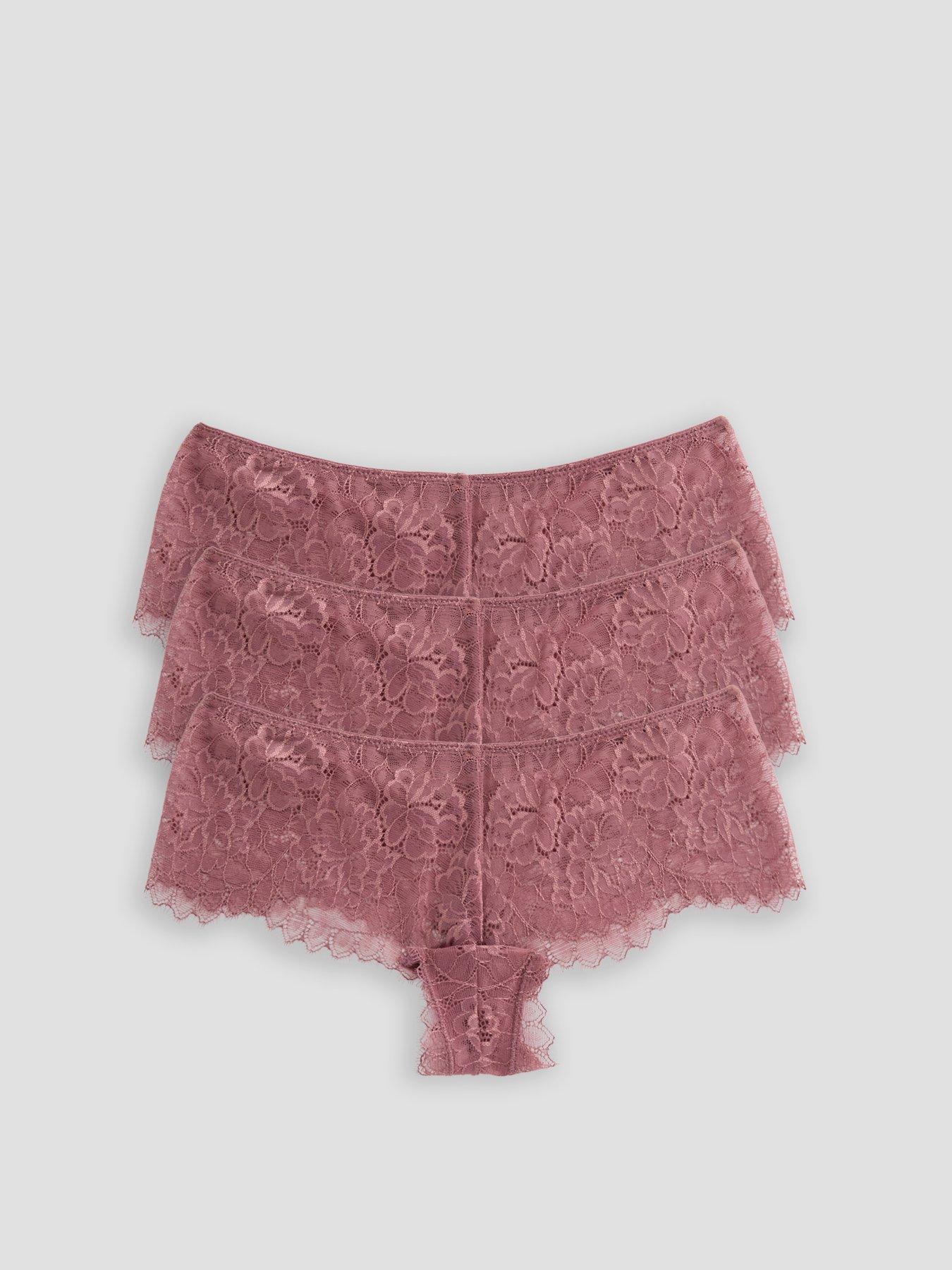 Image 1 of 5 of The Very Collection 3 Pack Lace Briefs - Pink