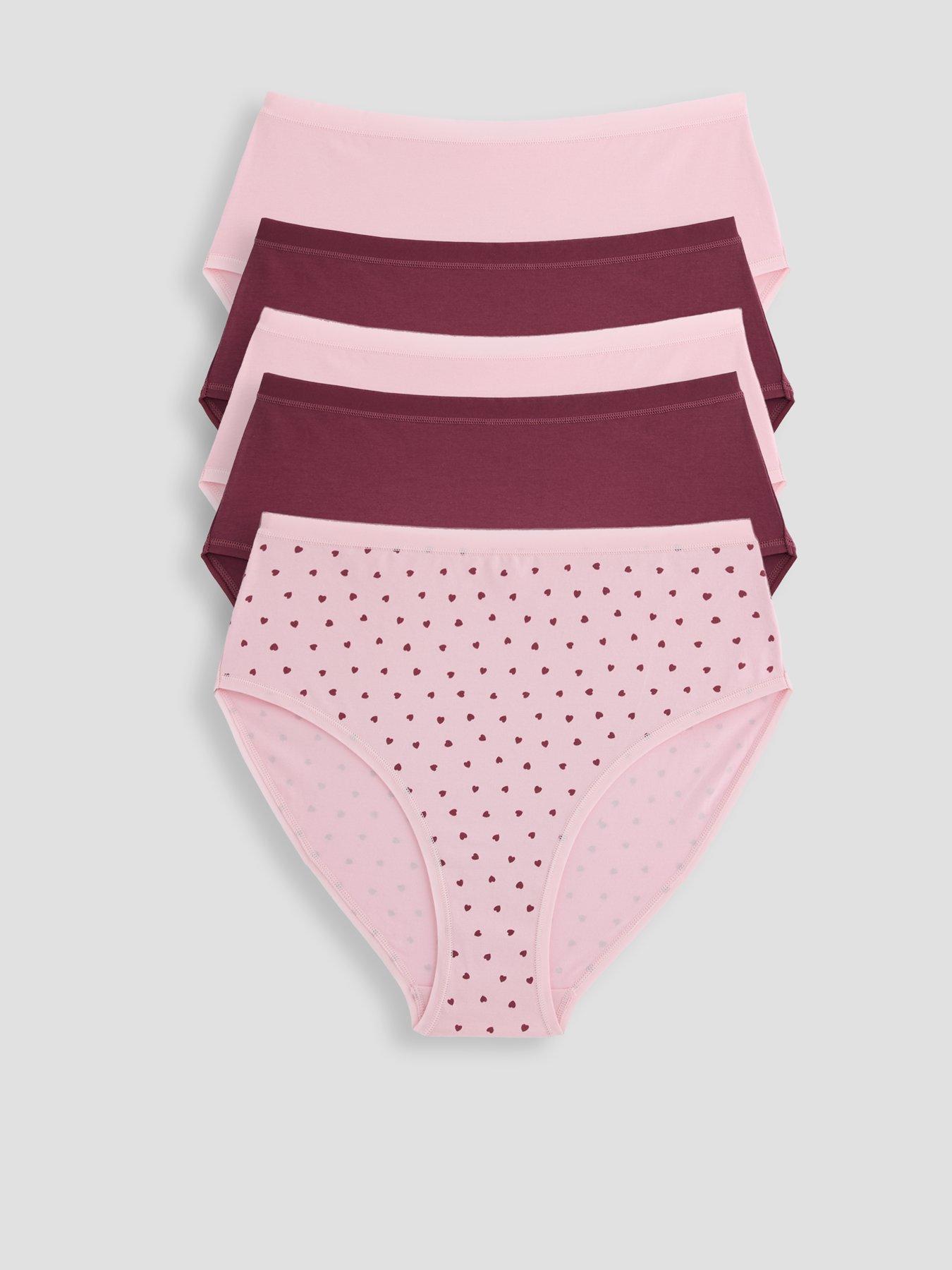 The Very Collection 5 Pack Cotton Plain And Heart Print Briefs - Multi