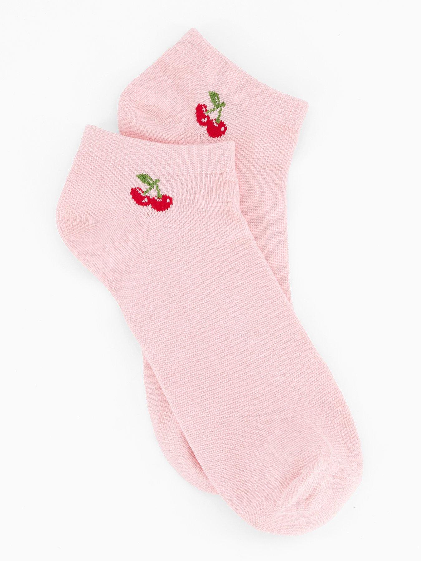  image of the-very-collection-5-pack-cherry-and-spots-trainer-socks-pink