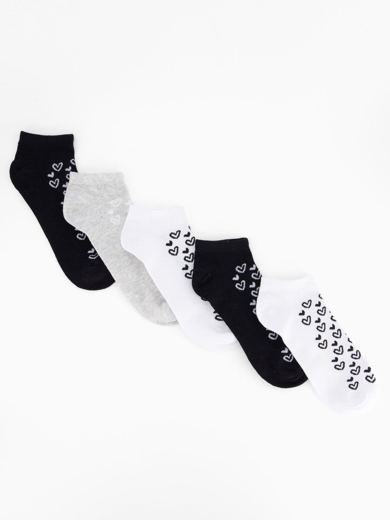 Image 1 of 3 of The Very Collection 5 Pack Trainer Socks Mono Hearts - Multi