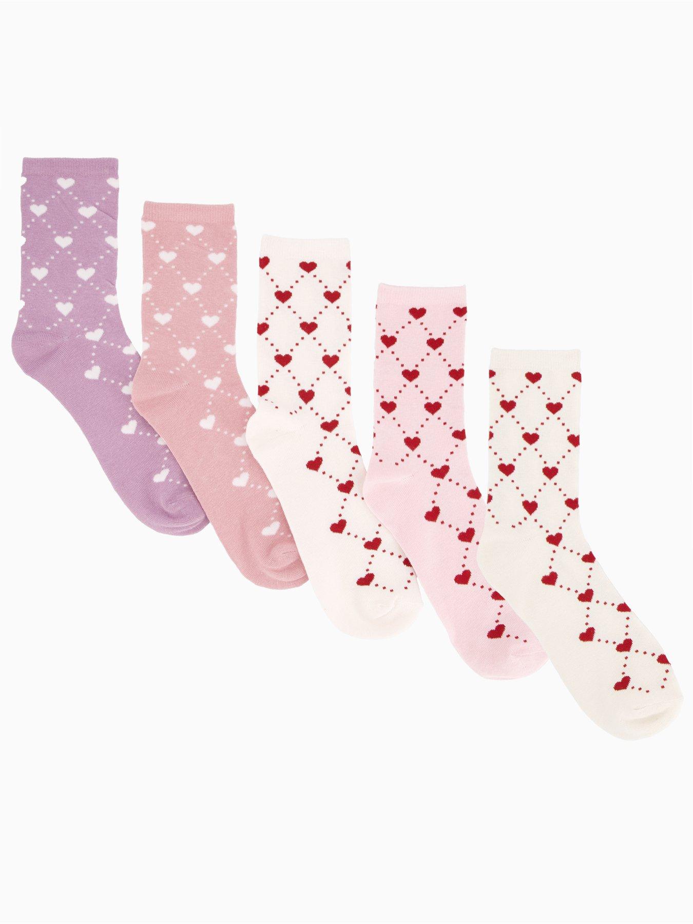 Image 1 of 3 of The Very Collection 5 Pack Ankle Socks Hearts - Multi