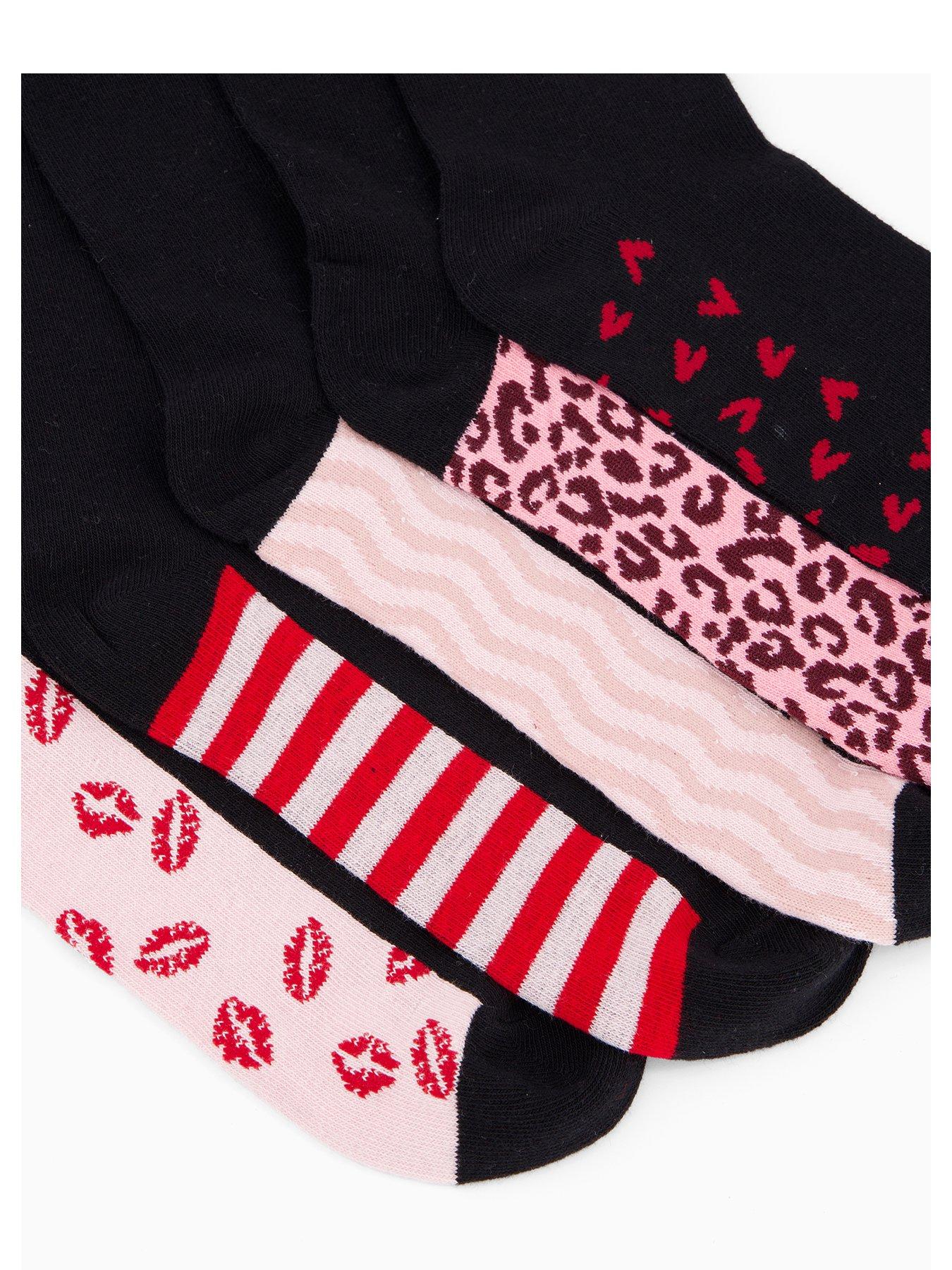  image of the-very-collection-5-pack-ankle-socks-multi-print-black