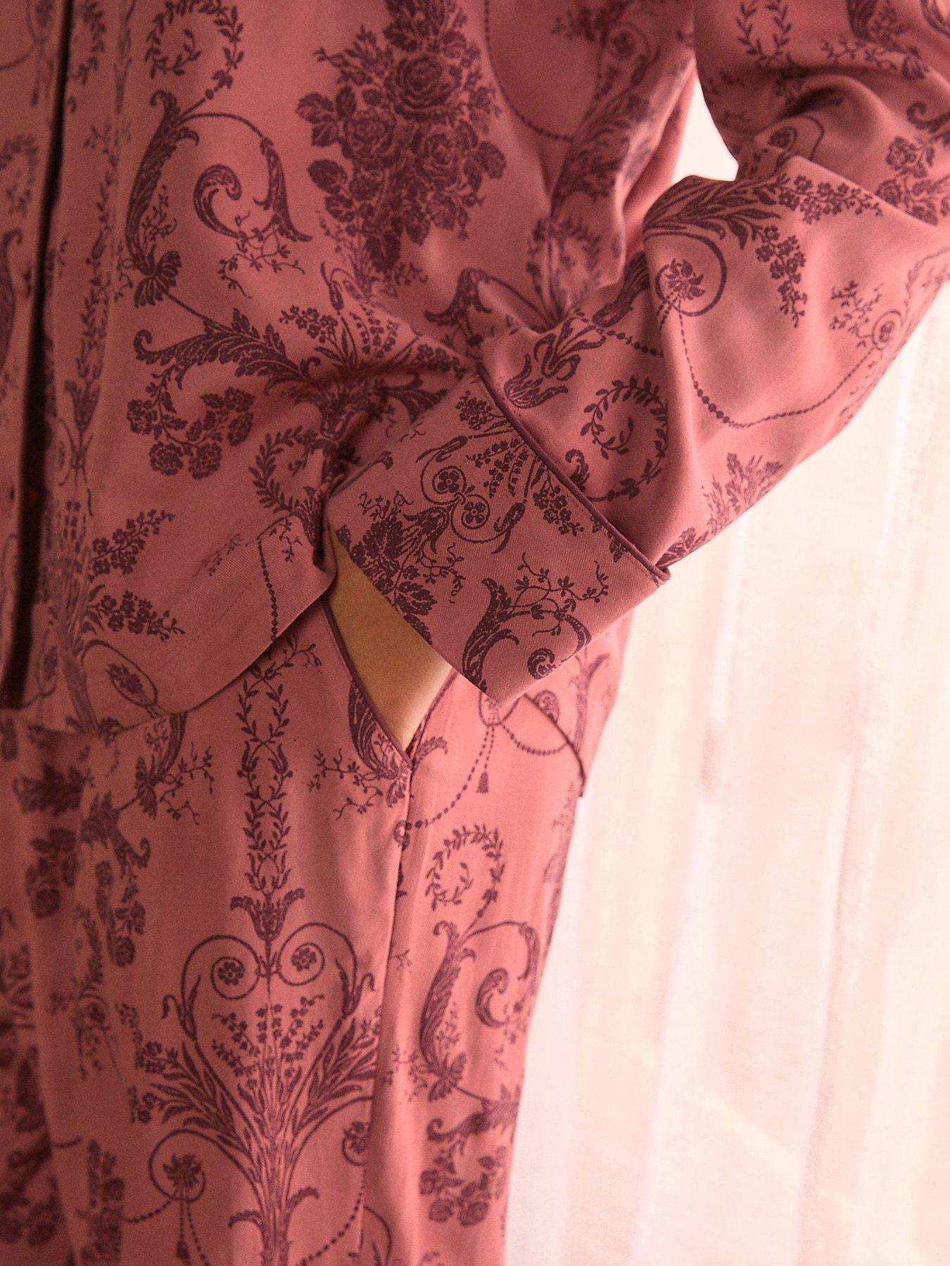 Image 4 of 6 of Laura Ashley Rosewood Button Through Pjyamas - Purple