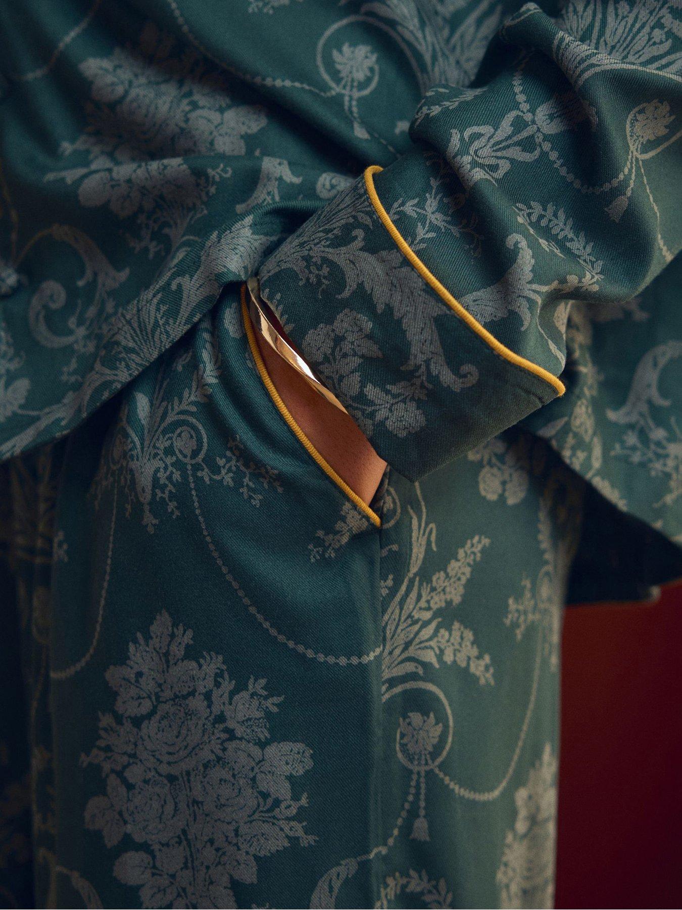  image of laura-ashley-emerald-green-josette-button-through-pjs-black