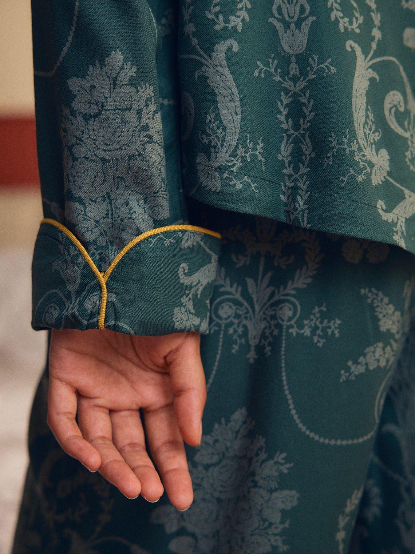  image of laura-ashley-emerald-green-josette-button-through-pjs-black