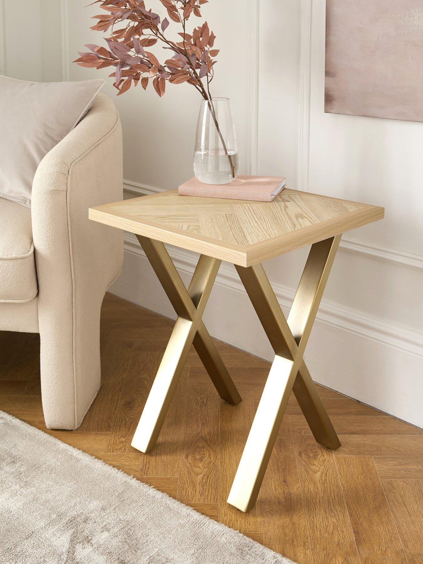 Very Home Kaia Small Side Table - Light Oak/Brass - FSC® Certified