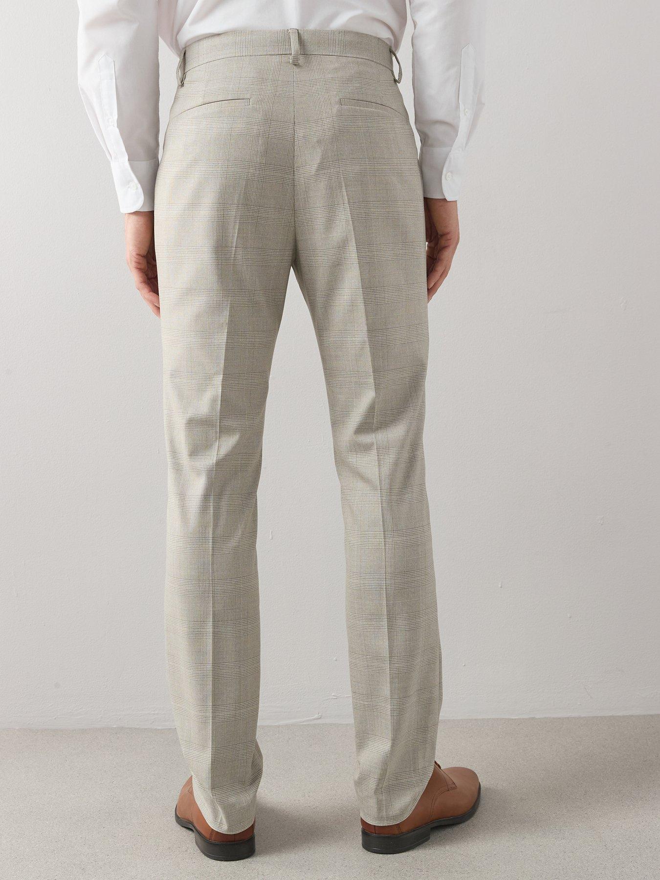 Image 2 of 7 of The Very Collection Checked Suit Trousers - Stone