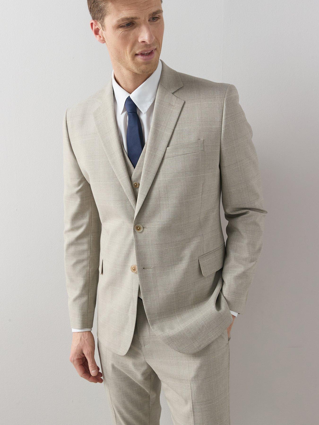 Image 5 of 7 of The Very Collection Checked Suit Trousers - Stone