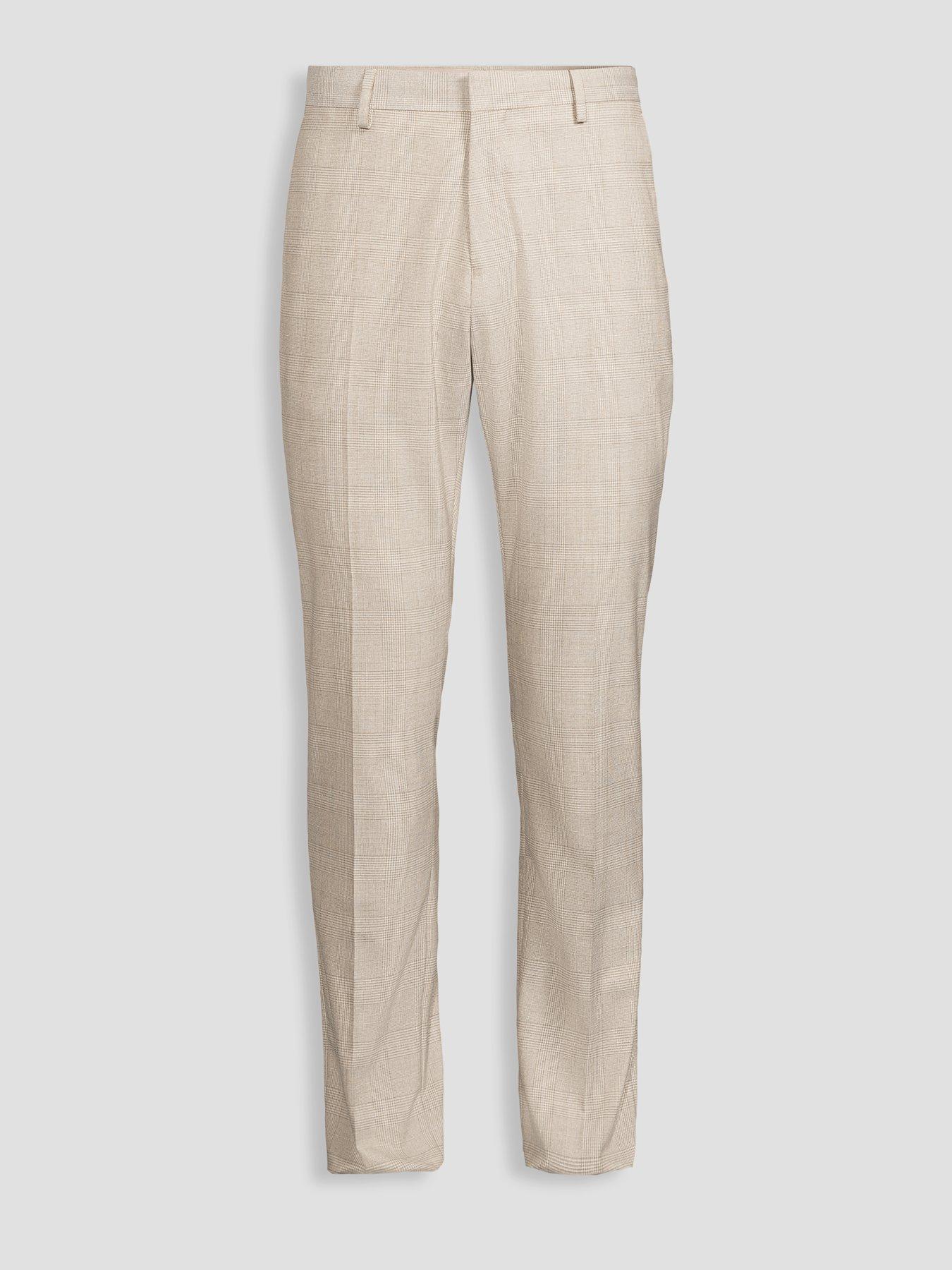 Image 7 of 7 of The Very Collection Checked Suit Trousers - Stone