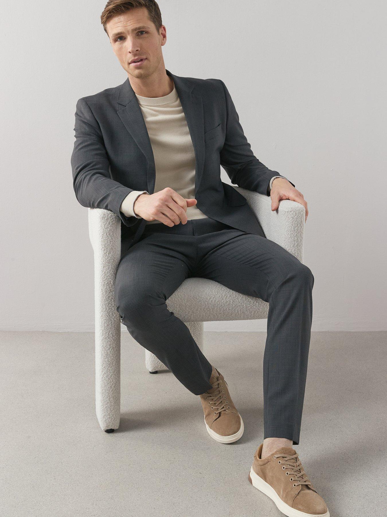 Image 4 of 6 of The Very Collection Wool Blend Micro Check Suit Jacket - Charcoal