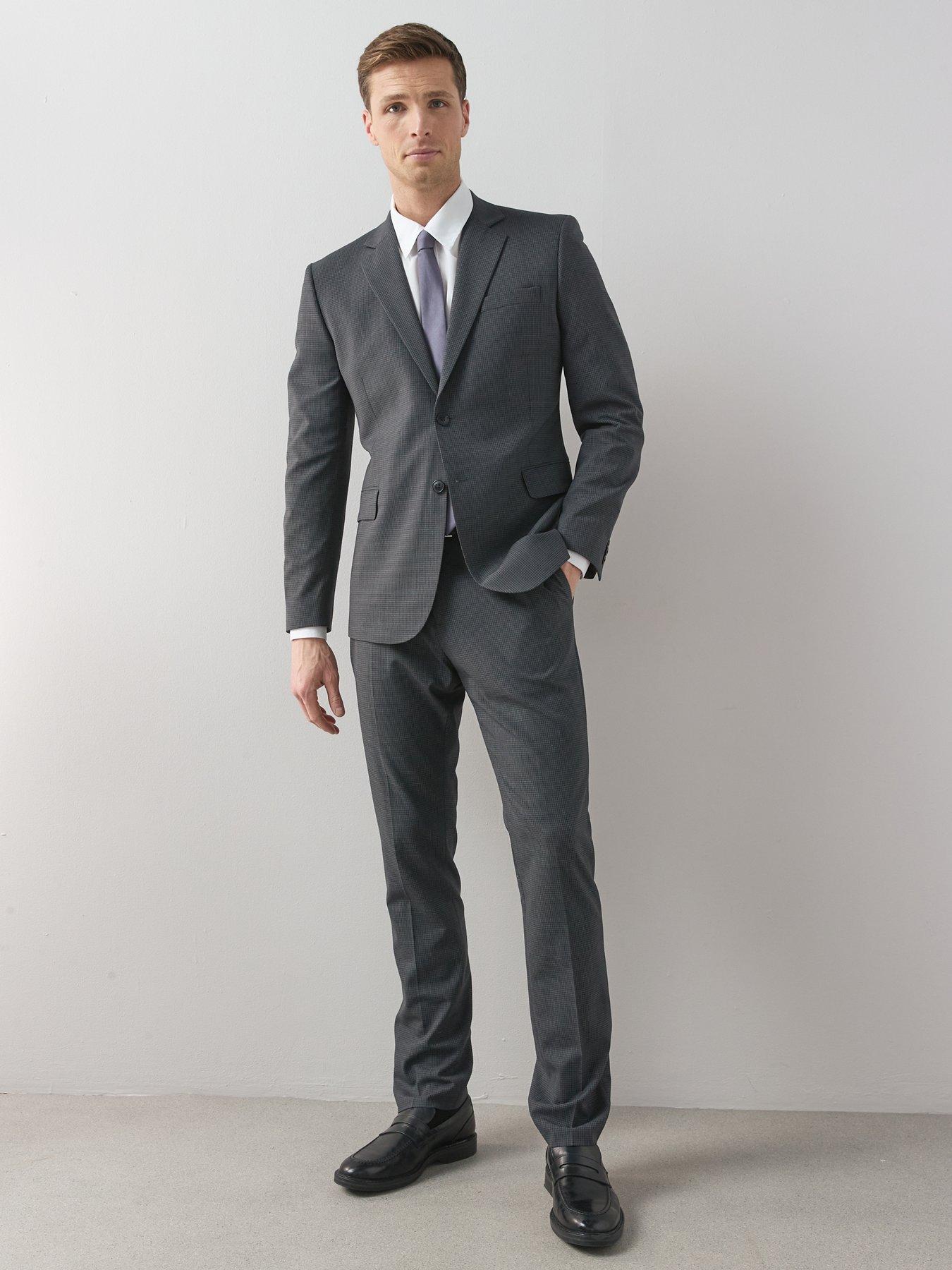 Image 6 of 6 of The Very Collection Wool Blend Micro Check Suit Jacket - Charcoal