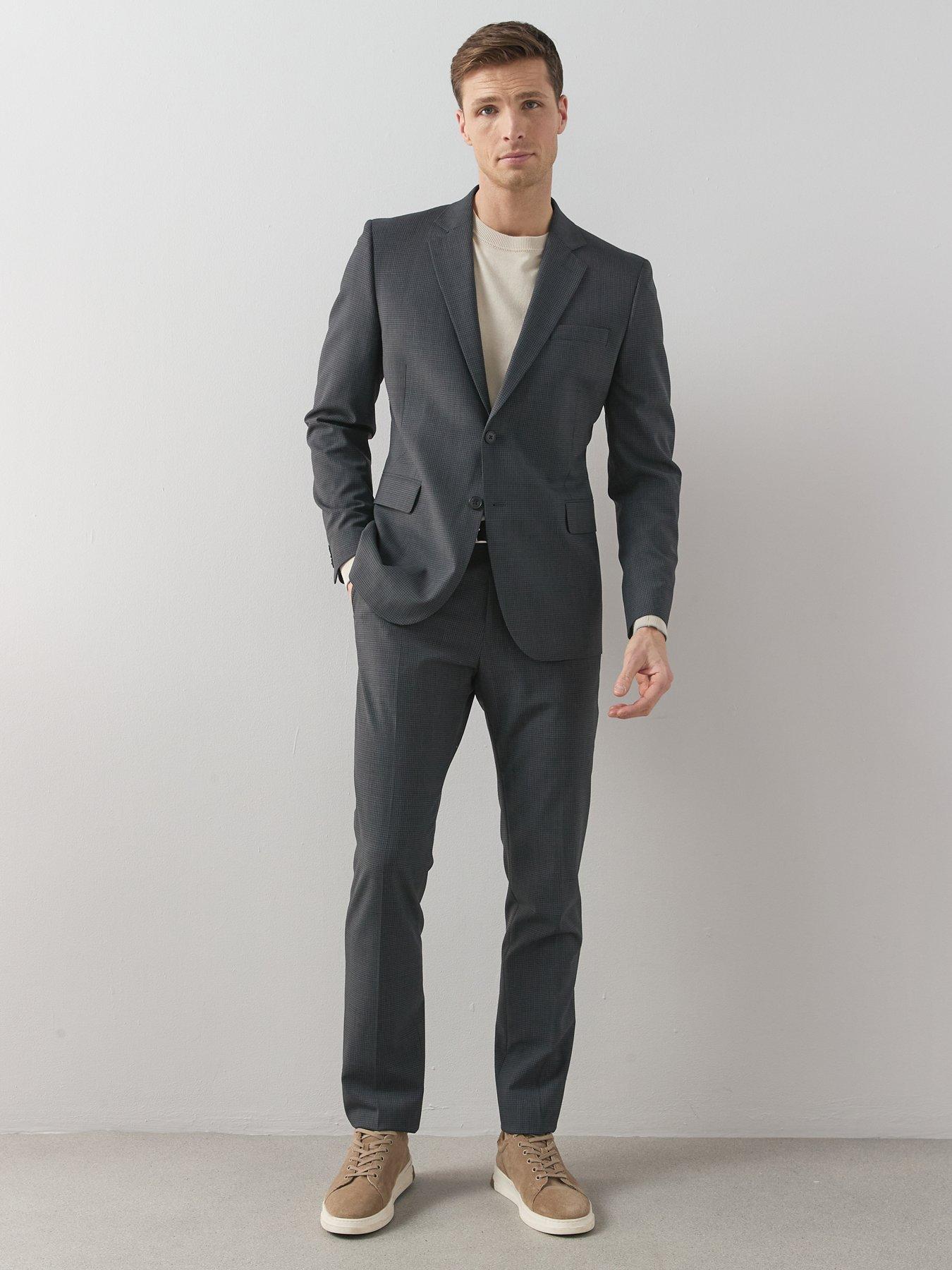 Image 3 of 6 of The Very Collection Wool Blend Micro Check Suit Trouser - Charcoal