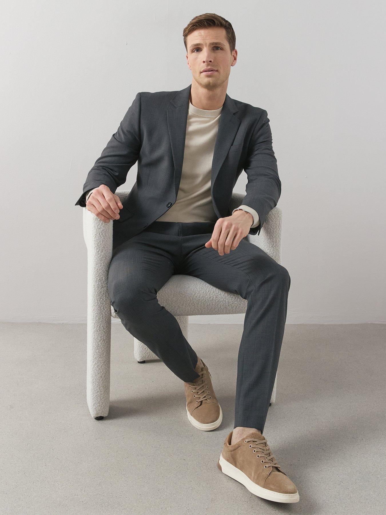 Image 5 of 6 of The Very Collection Wool Blend Micro Check Suit Trouser - Charcoal