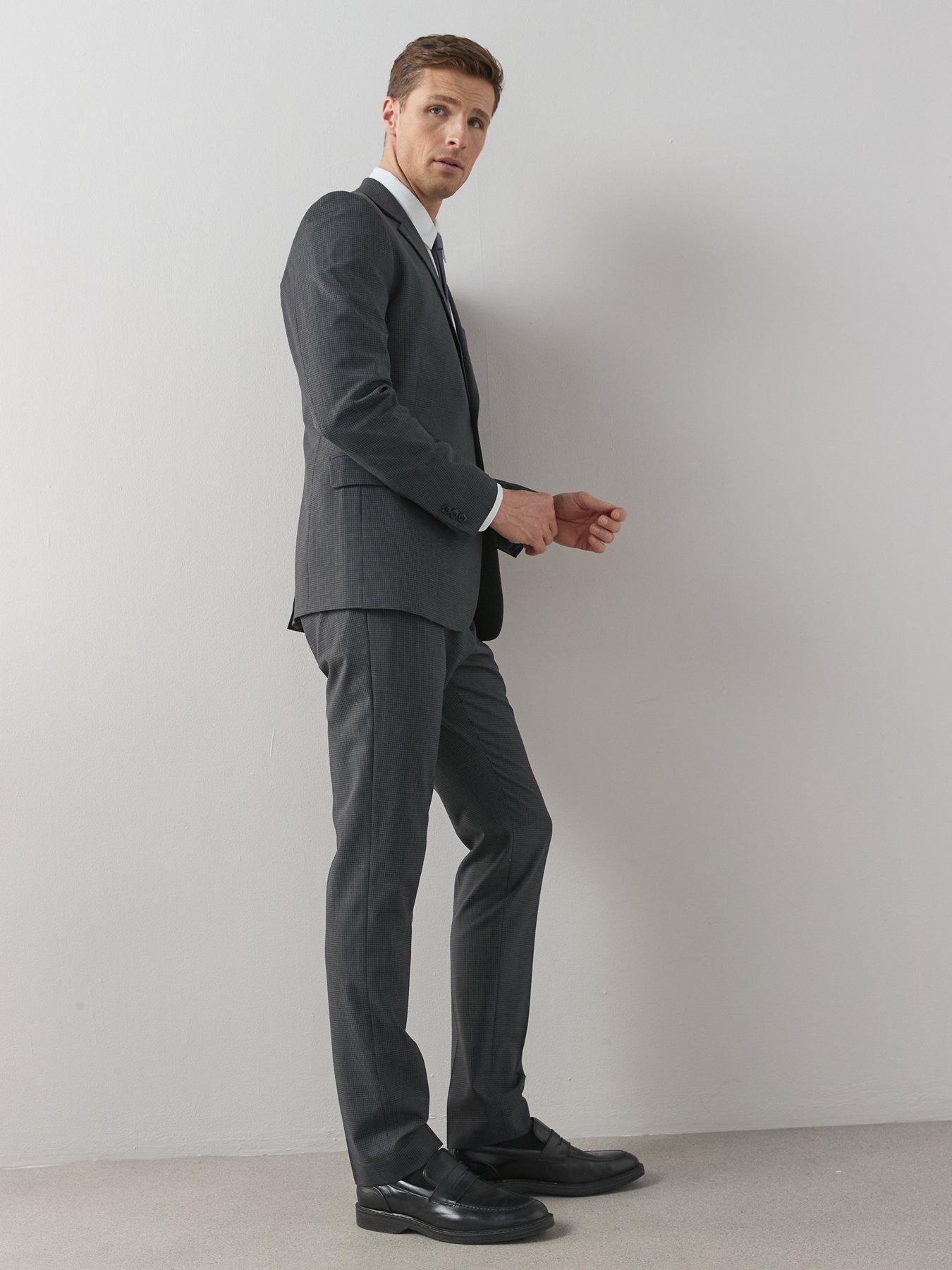 Image 6 of 6 of The Very Collection Wool Blend Micro Check Suit Trouser - Charcoal
