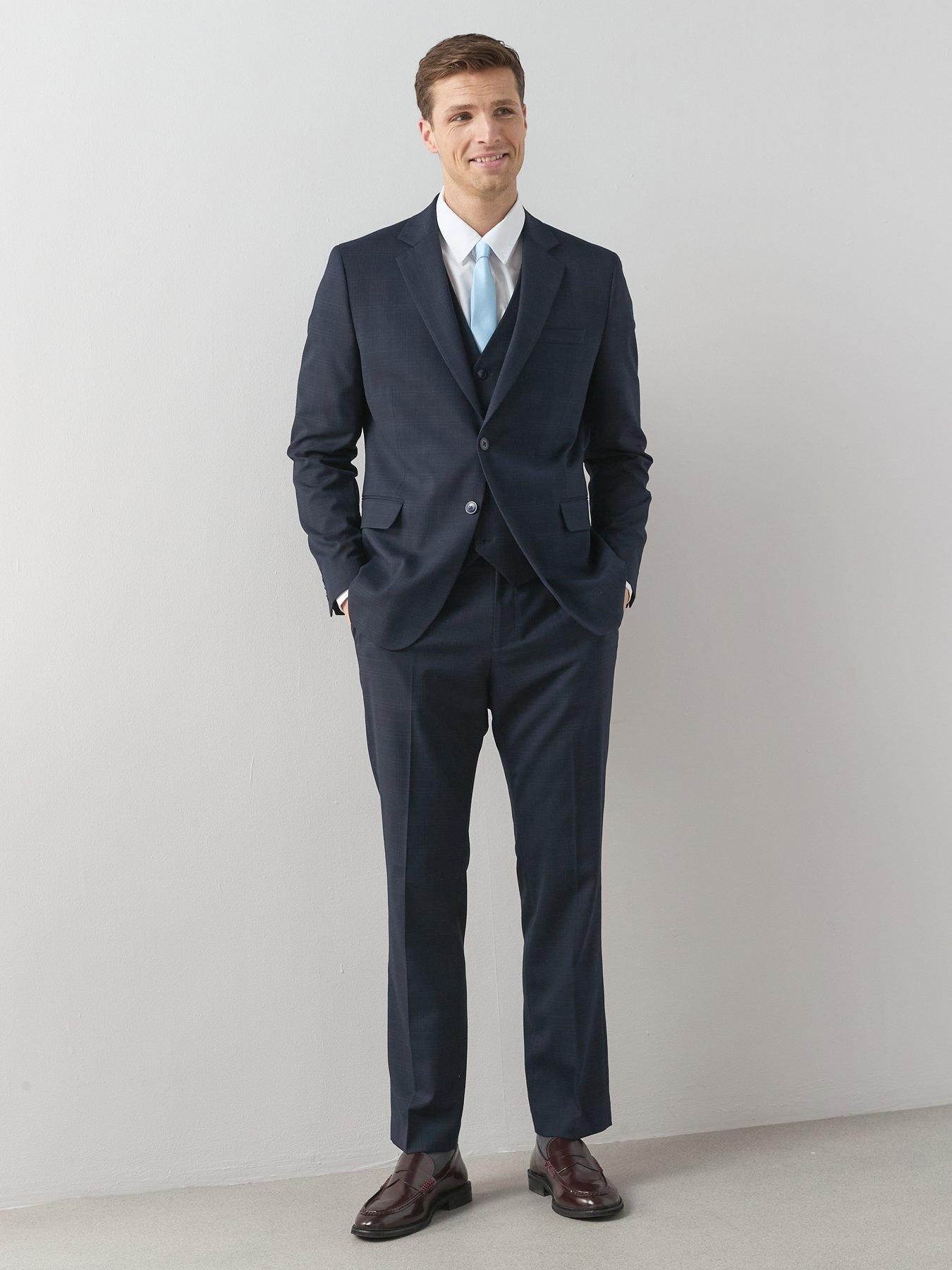 Image 5 of 6 of The Very Collection Wool Blend Checked Waistcoat - Navy