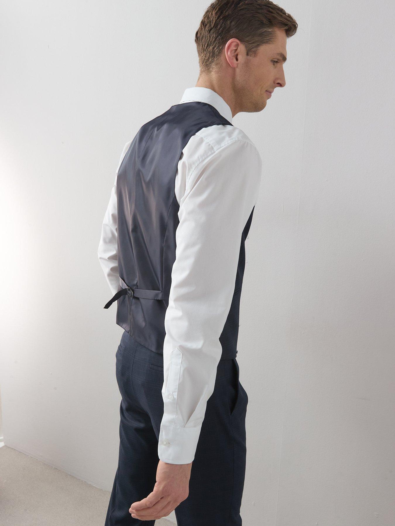 Image 6 of 6 of The Very Collection Wool Blend Checked Waistcoat - Navy