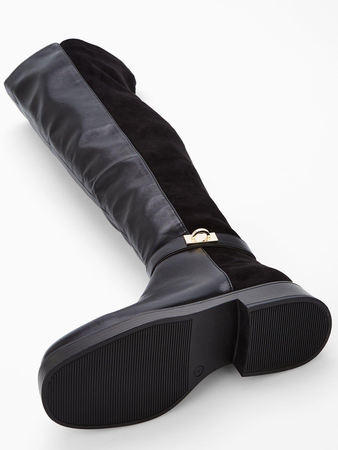  image of the-very-collection-wide-fit-over-knee-boot-black