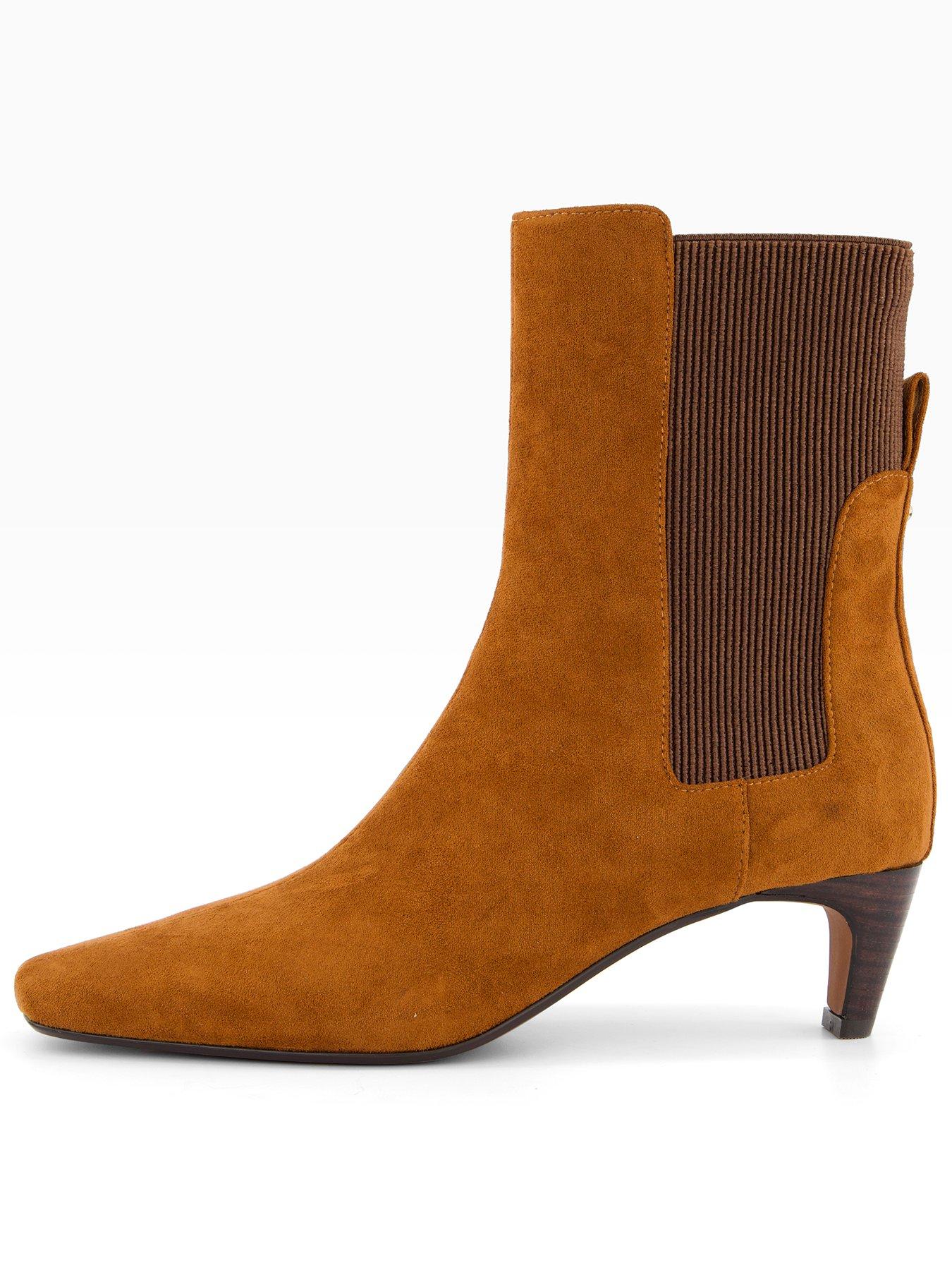  image of the-very-collection-cow-suede-mircro-heel-ankle-boot-brown