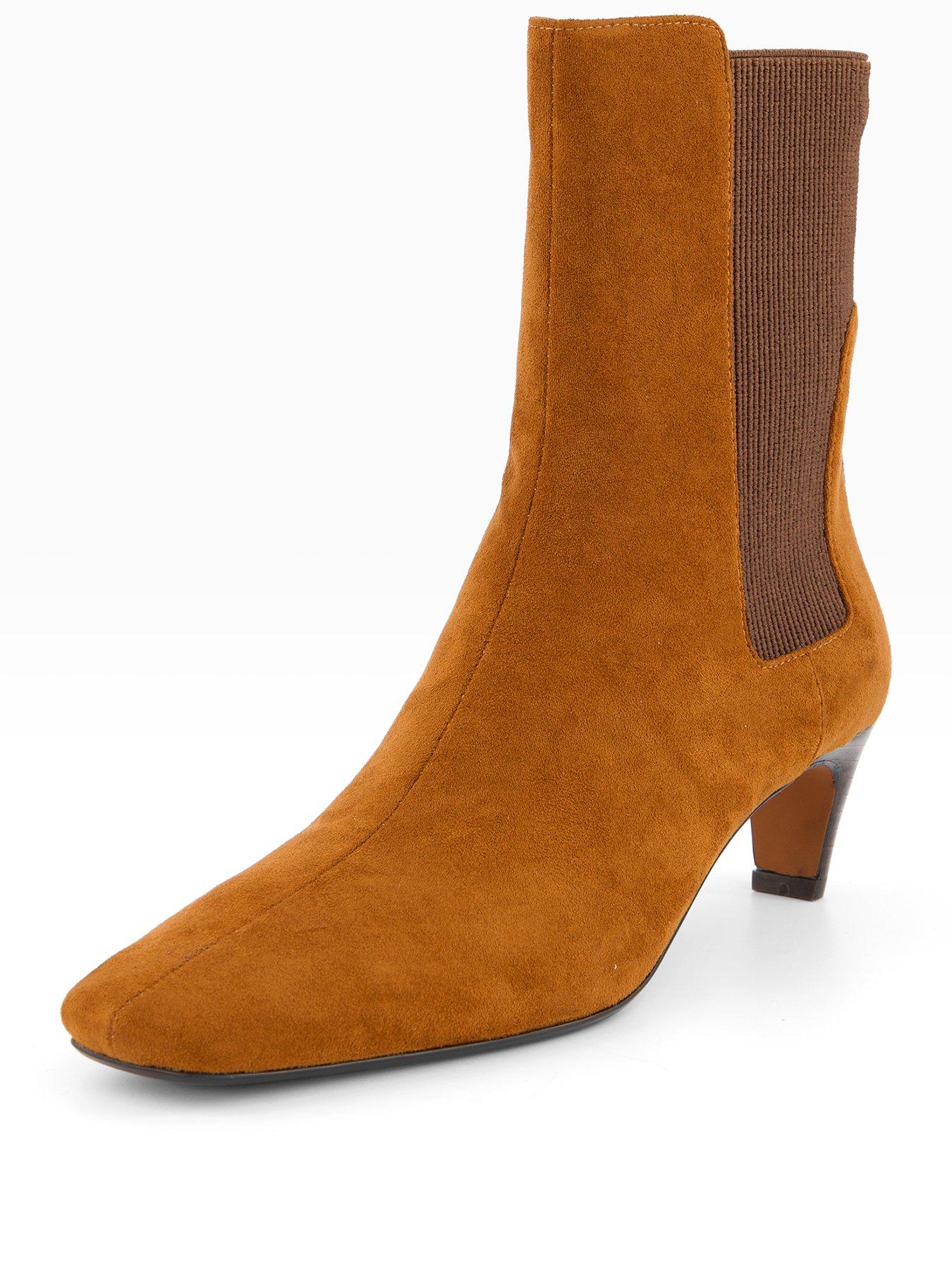  image of the-very-collection-cow-suede-mircro-heel-ankle-boot-brown