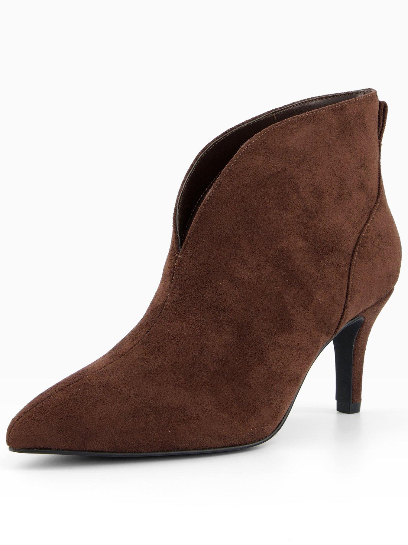 The Very Collection Wide Fit V Vamp Heeled Boot - Brown