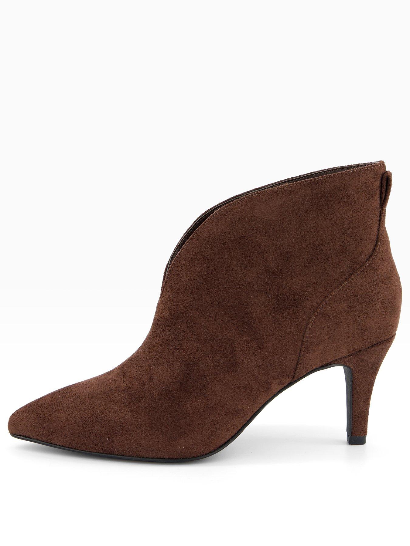  image of the-very-collection-wide-fit-v-vamp-heeled-boot-brown