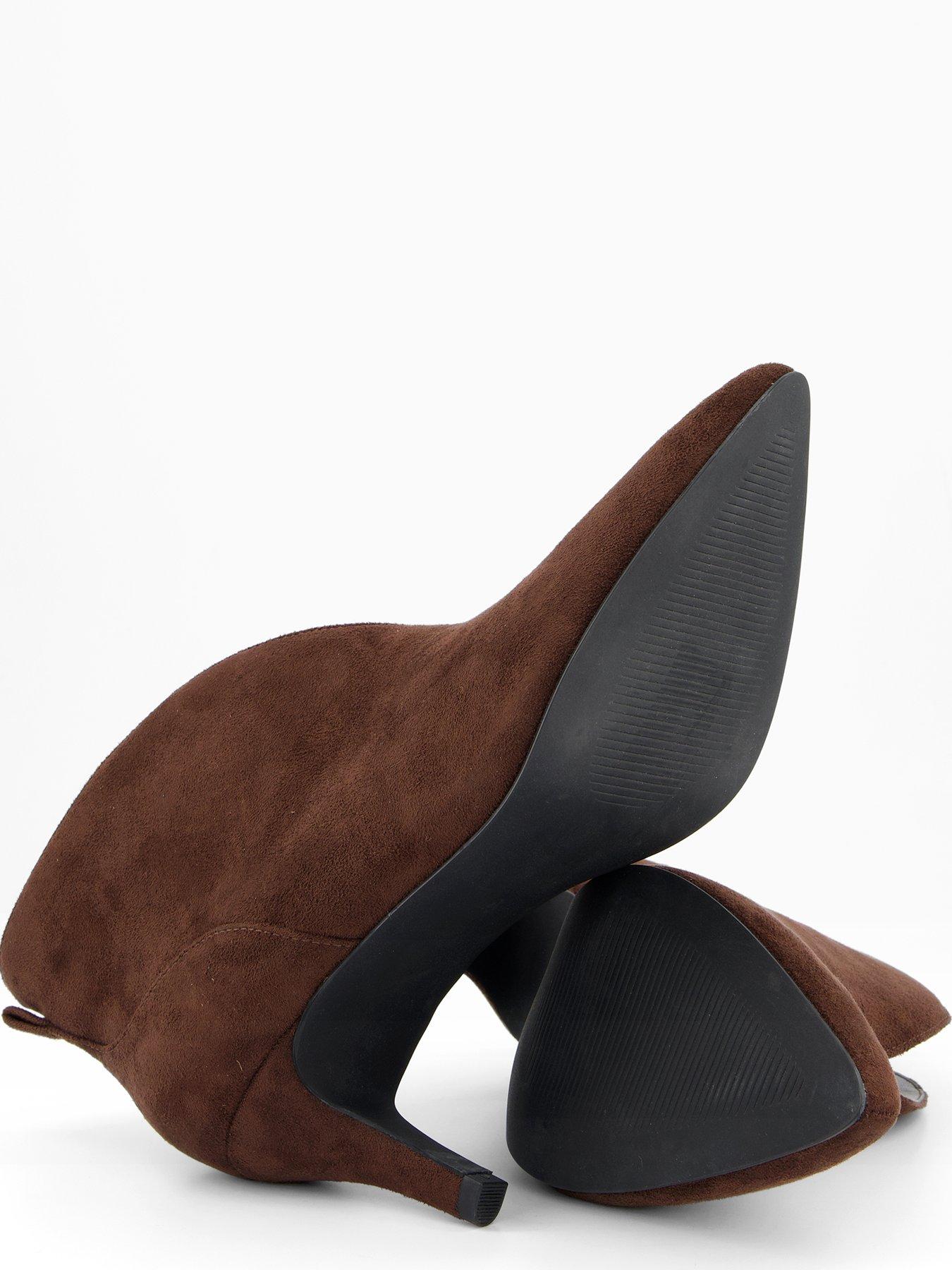  image of the-very-collection-wide-fit-v-vamp-heeled-boot-brown
