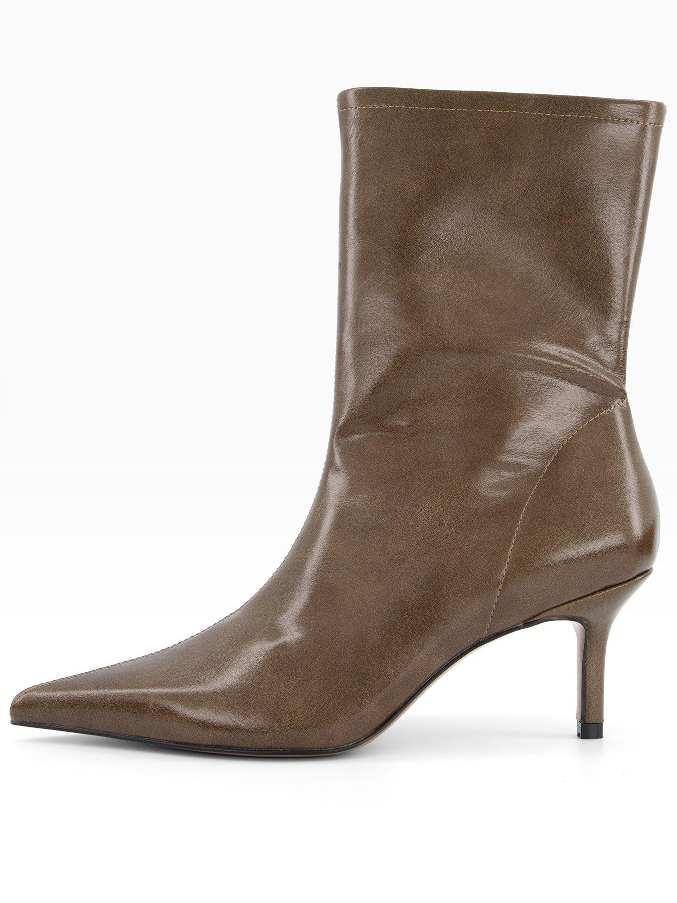 The Very Collection Wide Fit Pointed Heeled Ankle Boot - Brown