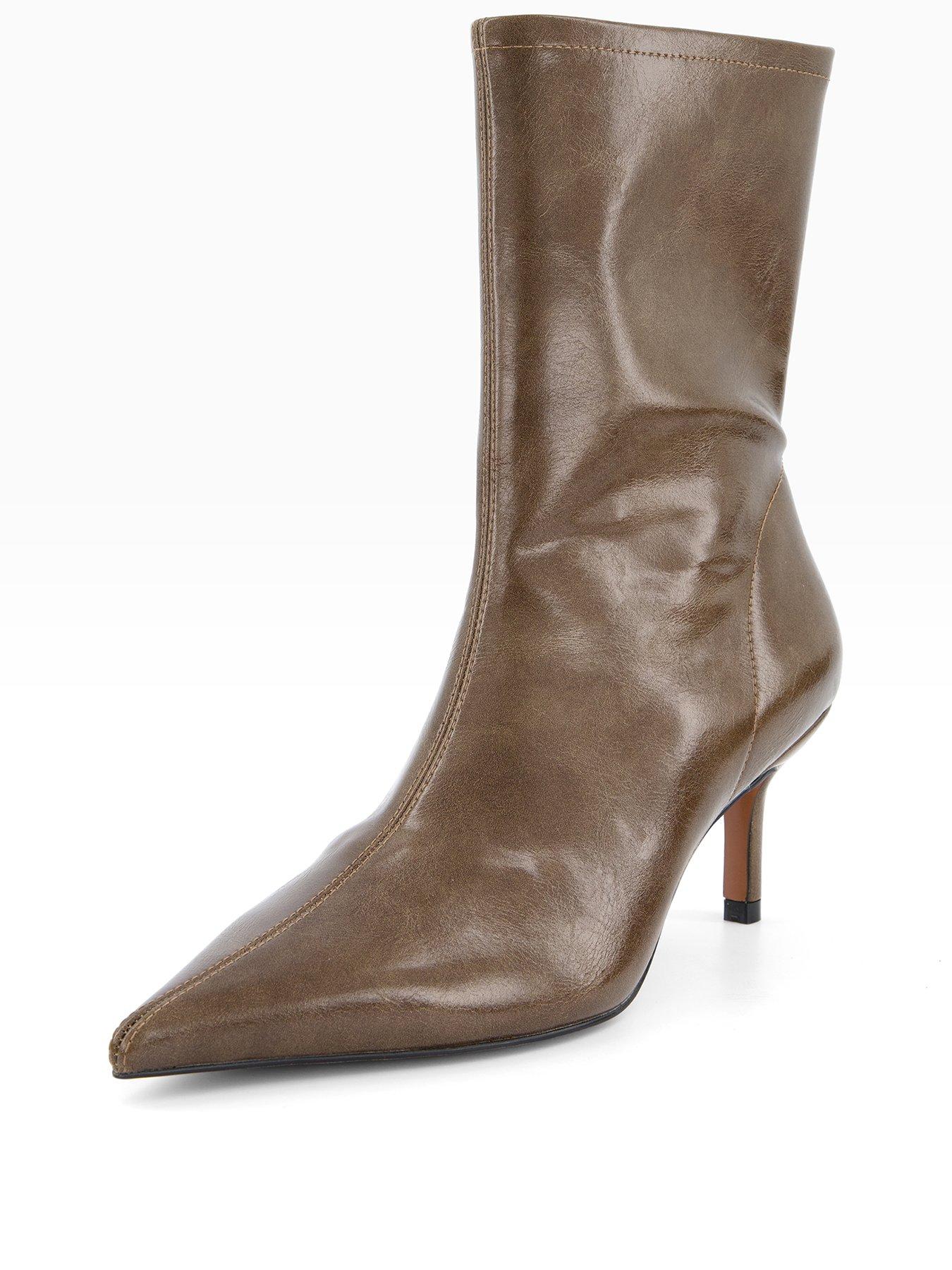  image of the-very-collection-wide-fit-pointed-heeled-ankle-boot-green