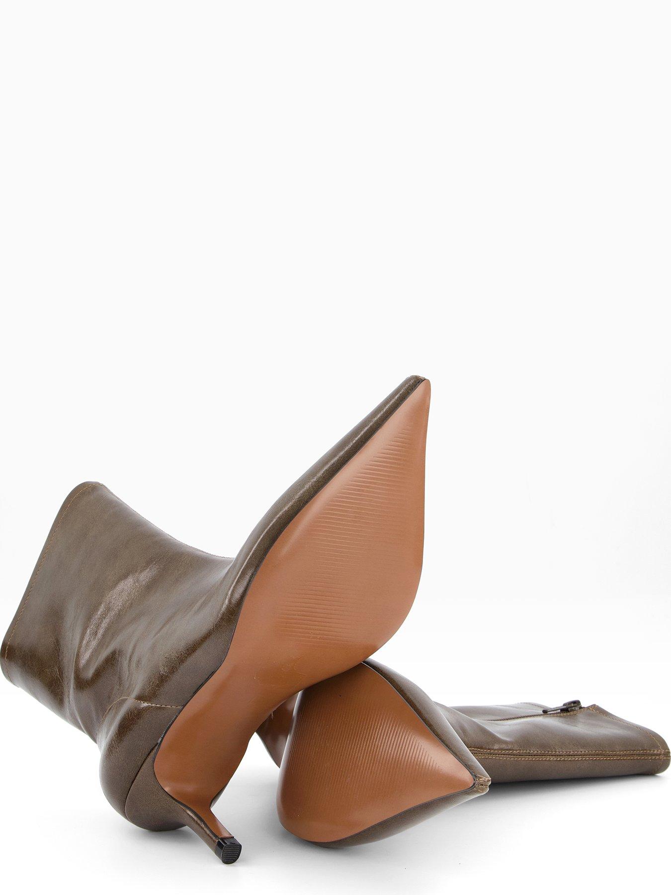  image of the-very-collection-wide-fit-pointed-heeled-ankle-boot-green