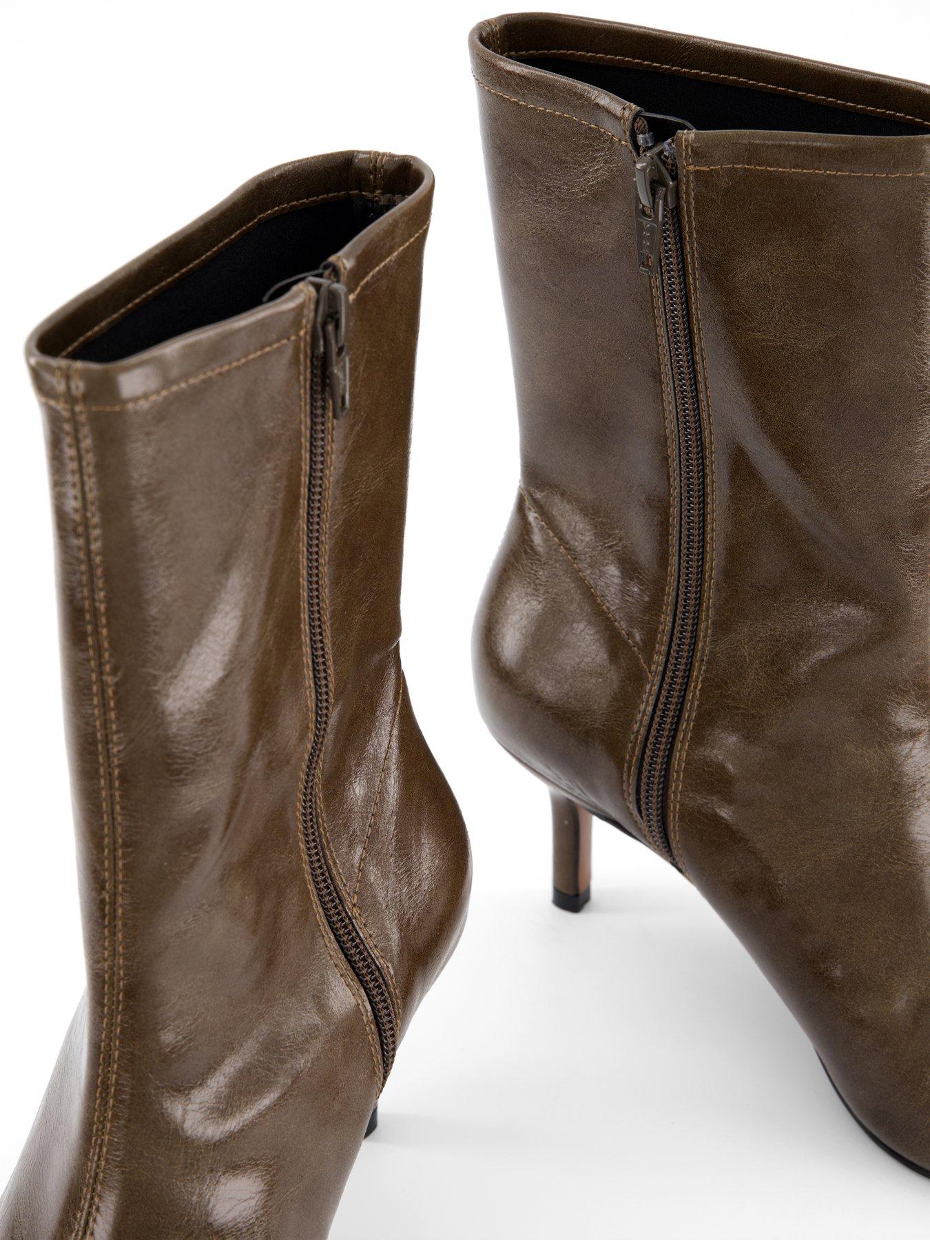  image of the-very-collection-wide-fit-pointed-heeled-ankle-boot-green