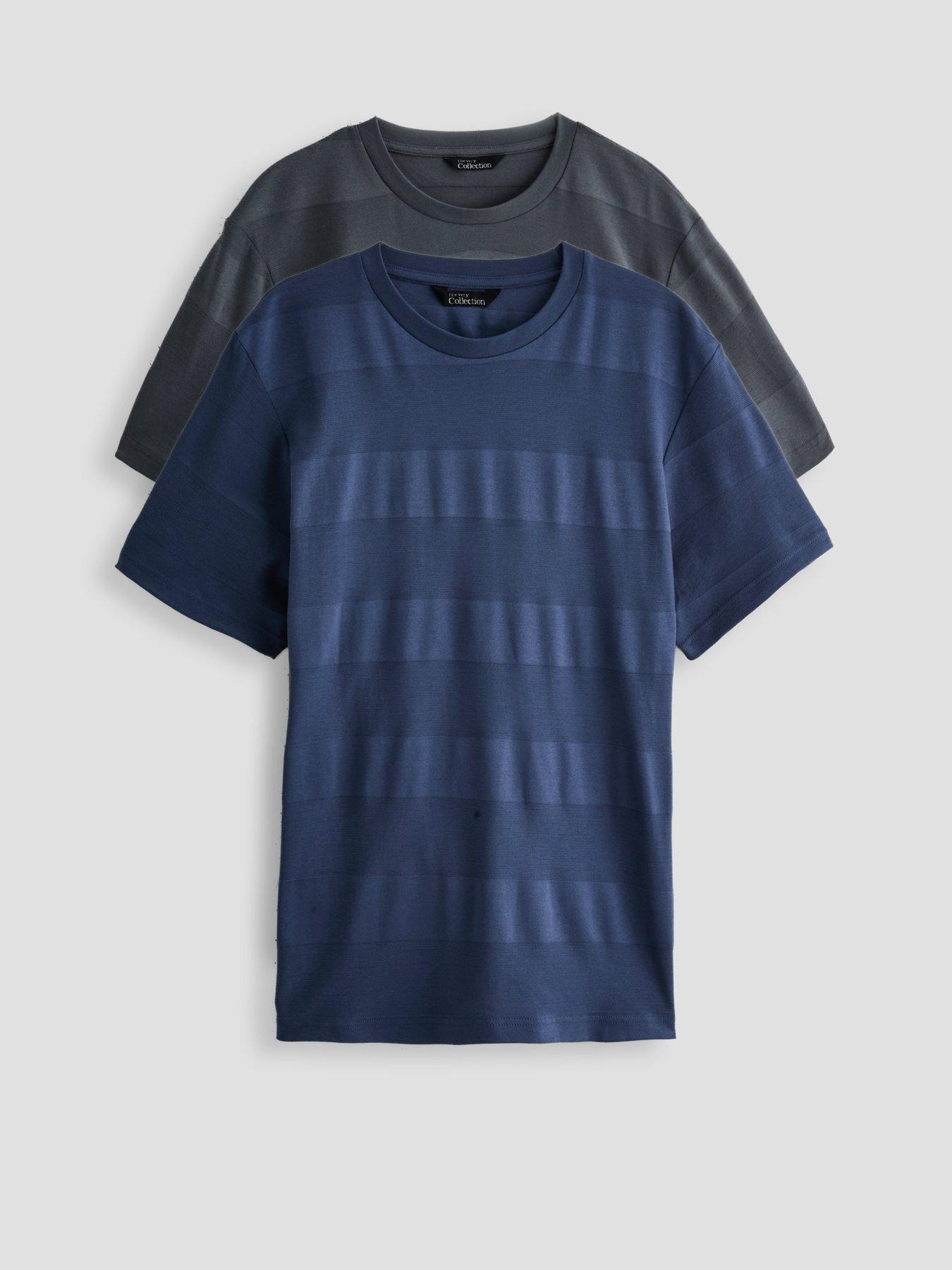 The Very Collection 2-Pack Pure Cotton Tonal Stripe T-Shirt - Blue/Grey