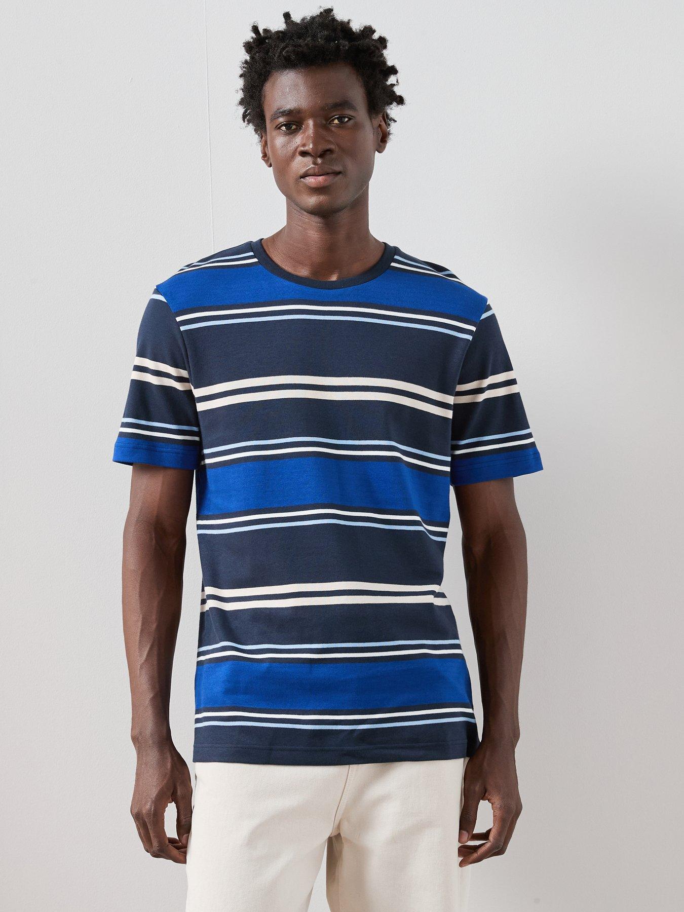The Very Collection Pure Cotton Yarn Dyed Striped T-Shirt - Navy
