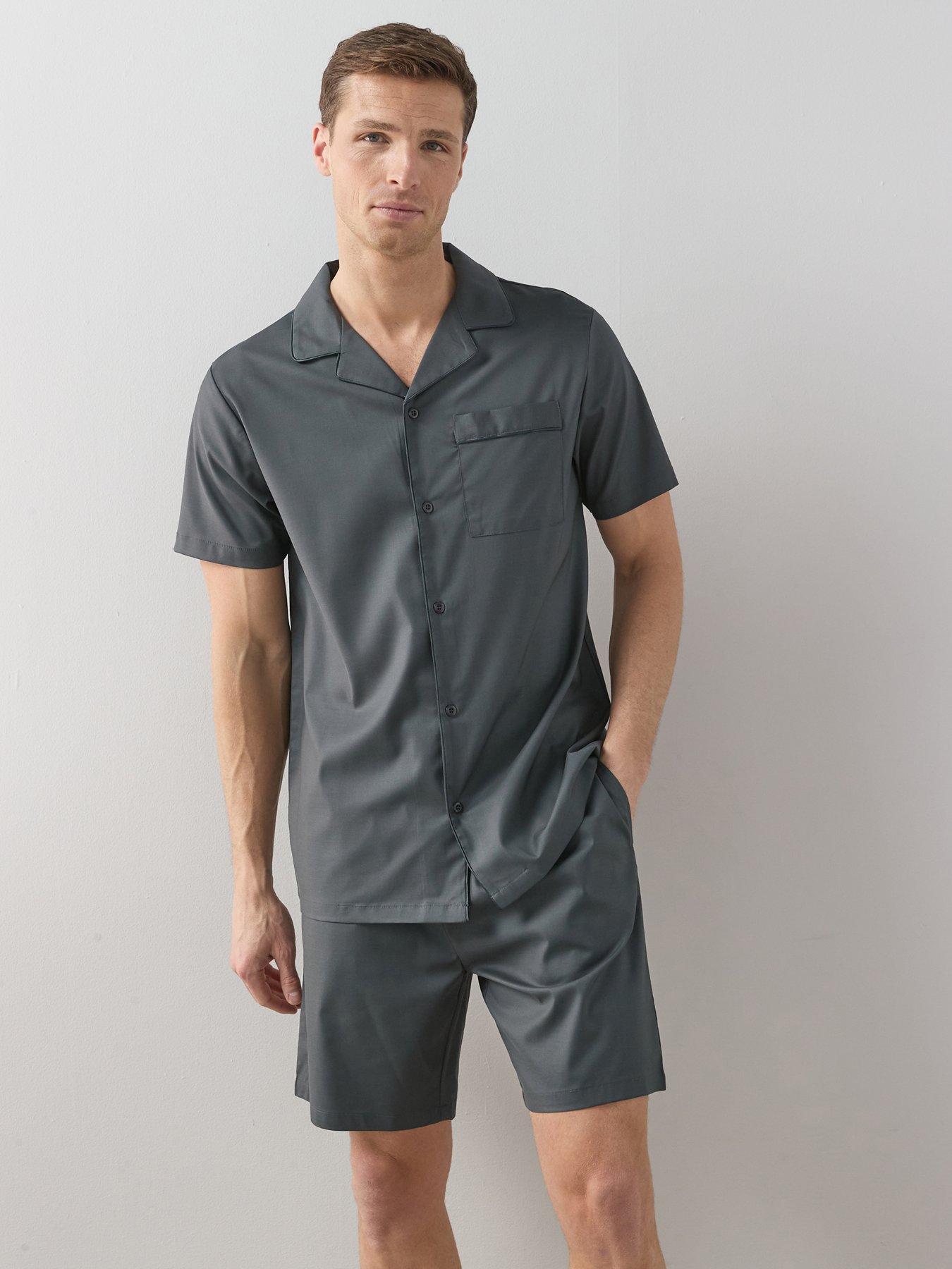 The Very Collection Woven Modal Button Through Shirt And Short Set - Charcoal