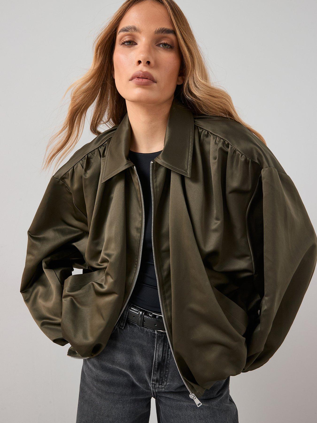 The Very Collection Soft Volume Bubble Hem Jacket  - Khaki