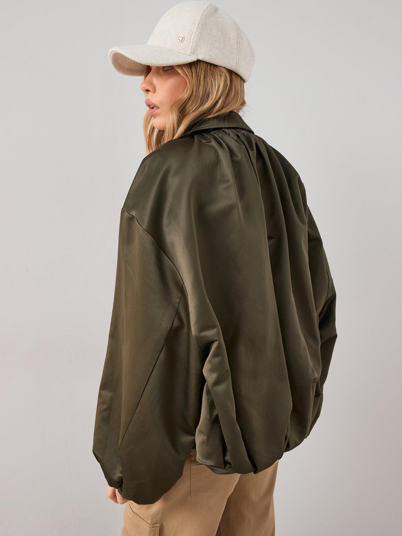 stillFront image of the-very-collection-soft-volume-bubble-hem-jacket-nbsp--khaki